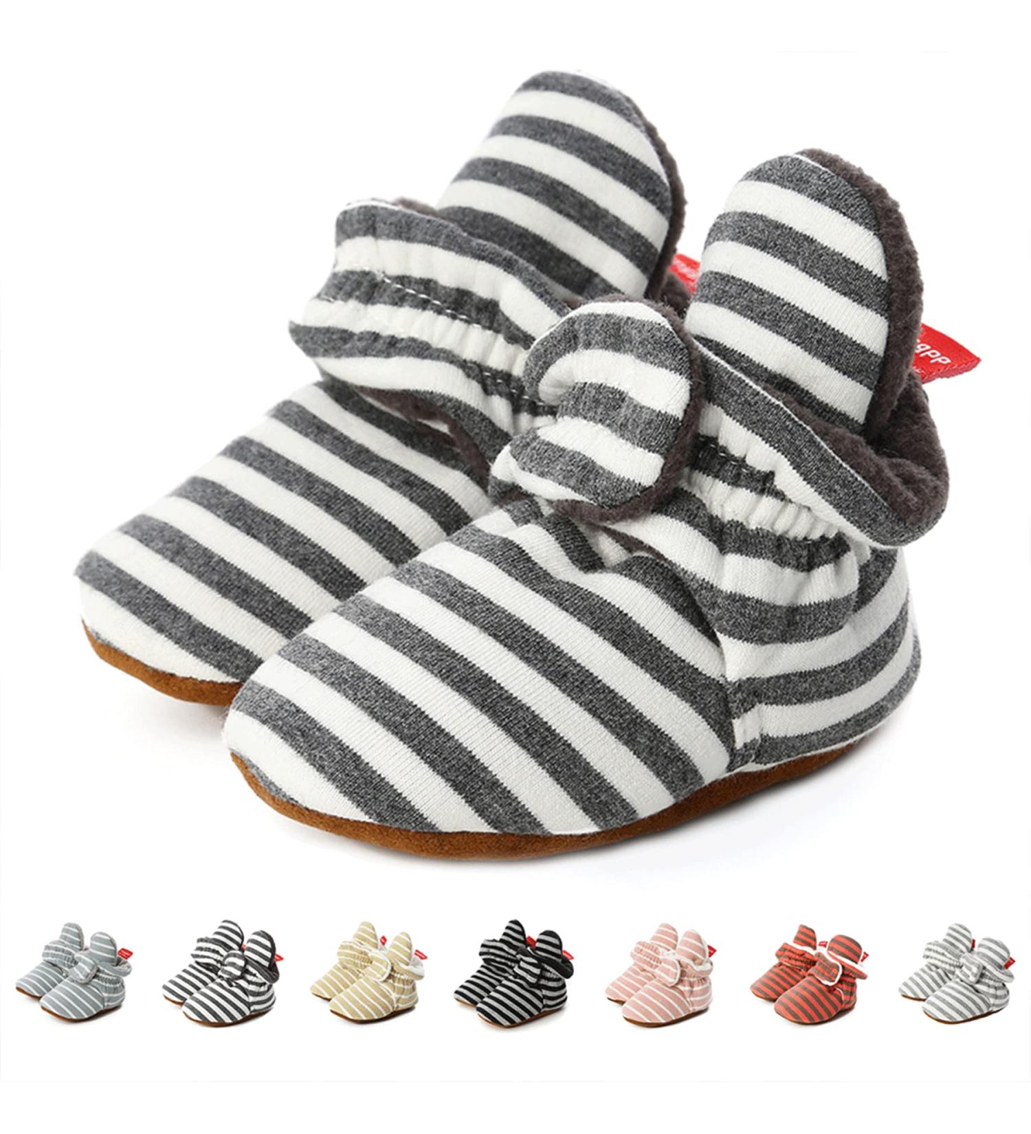 TMEOG Baby Booties - Infant Boots for Boys & Girls 0-18 Months - Black Striped - Size 0-6 Months - Buy Online on SooperMarket.com