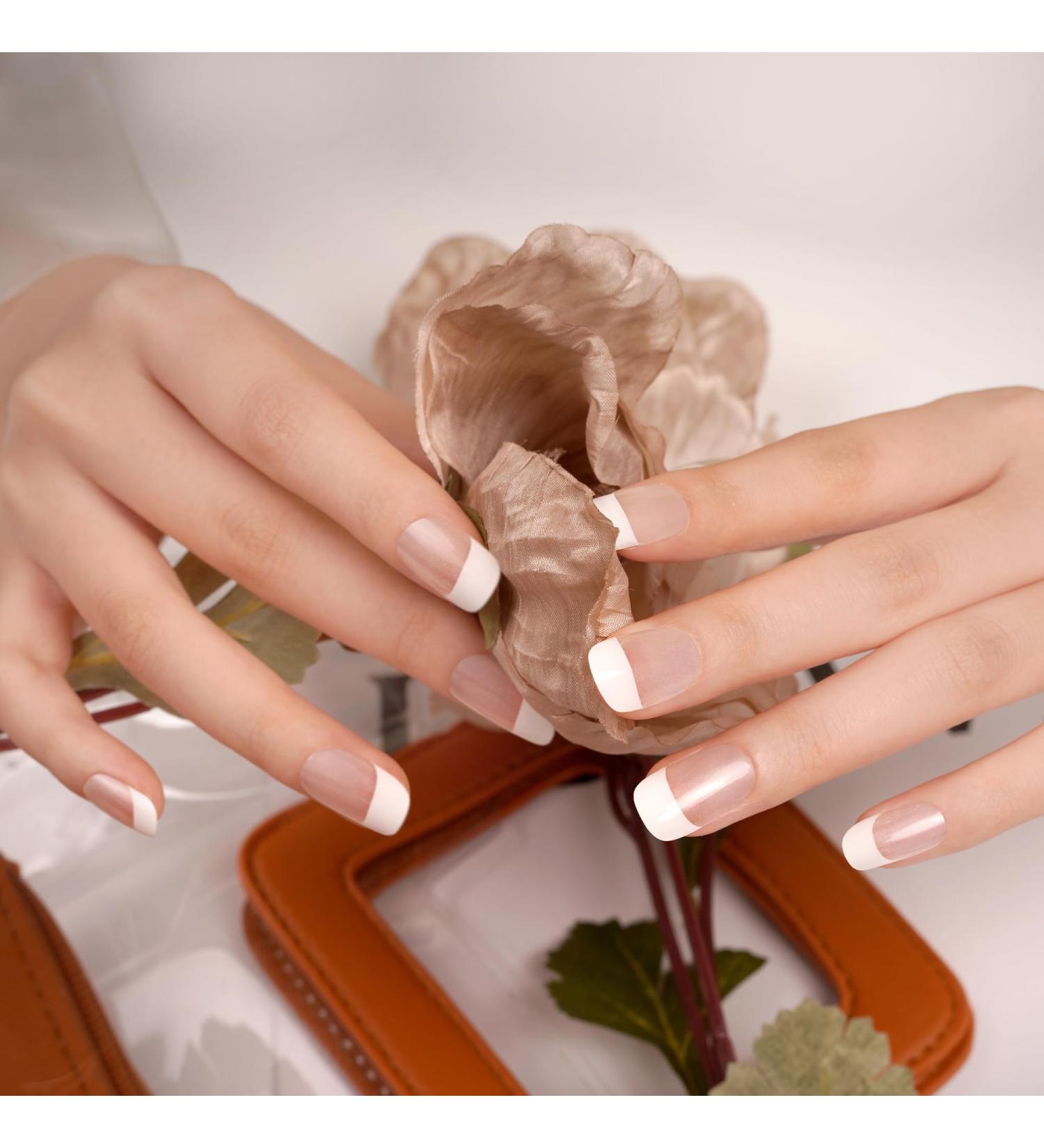 Danni & Toni Half Hardened Gel Nail Films - Crystal Frost White & Transparent French UV Nail Wraps | Semi-Hardened Nail Design Stickers (28 Pack) - Buy Online on SooperMarket.com