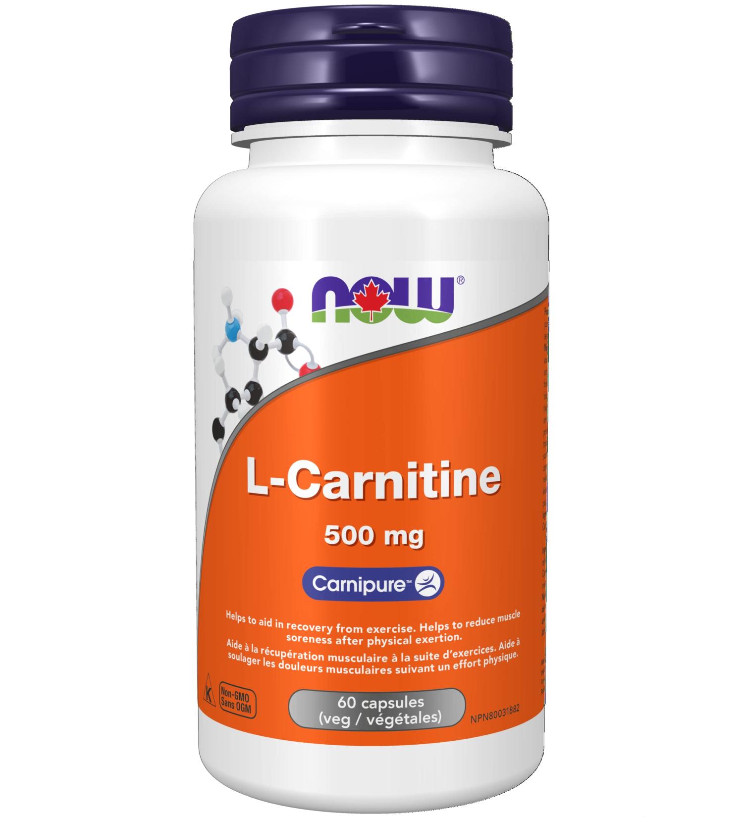 NOW L-carnitine 500mg 60 Veg Capsules 60 Count 60 count (Pack of 1) - Buy Online on SooperMarket.com