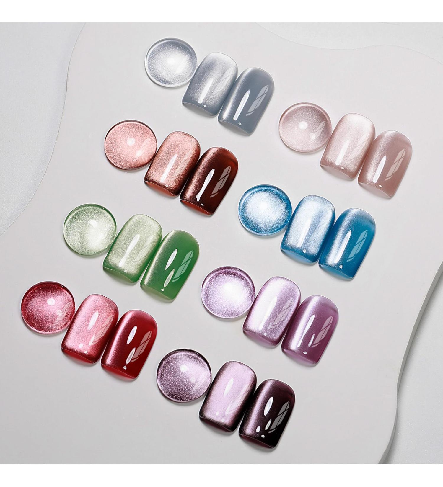 MIZHSE Holographic Glitter Cat Eye Gel Nail Polish Set 8 Colors Red Cat Eye Gel Nail Polish Kit Magnetic Nail Polish Sets with Magnet Soak Off Led Gel Nail Polish Nail Art Gel Manicure Salon DIY Gifts 308 - Buy Online on SooperMarket.com