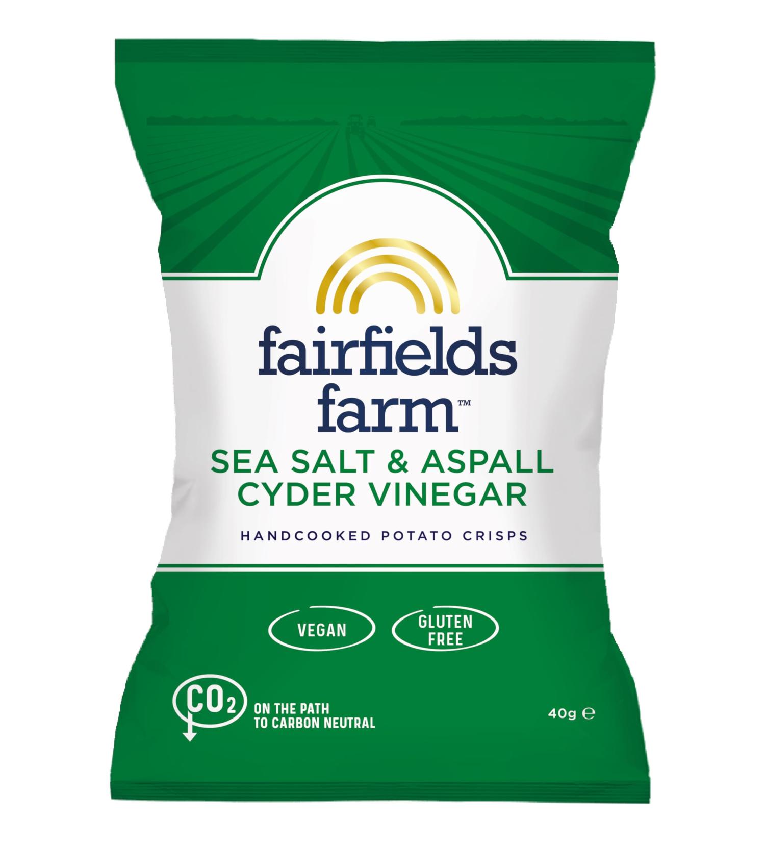 Fairfields Farm Crisps - Sea Salt & Aspall Cyder Vinegar Hand Cooked Potato Crisps 40g | Pack of 10 - Buy Online on SooperMarket.com