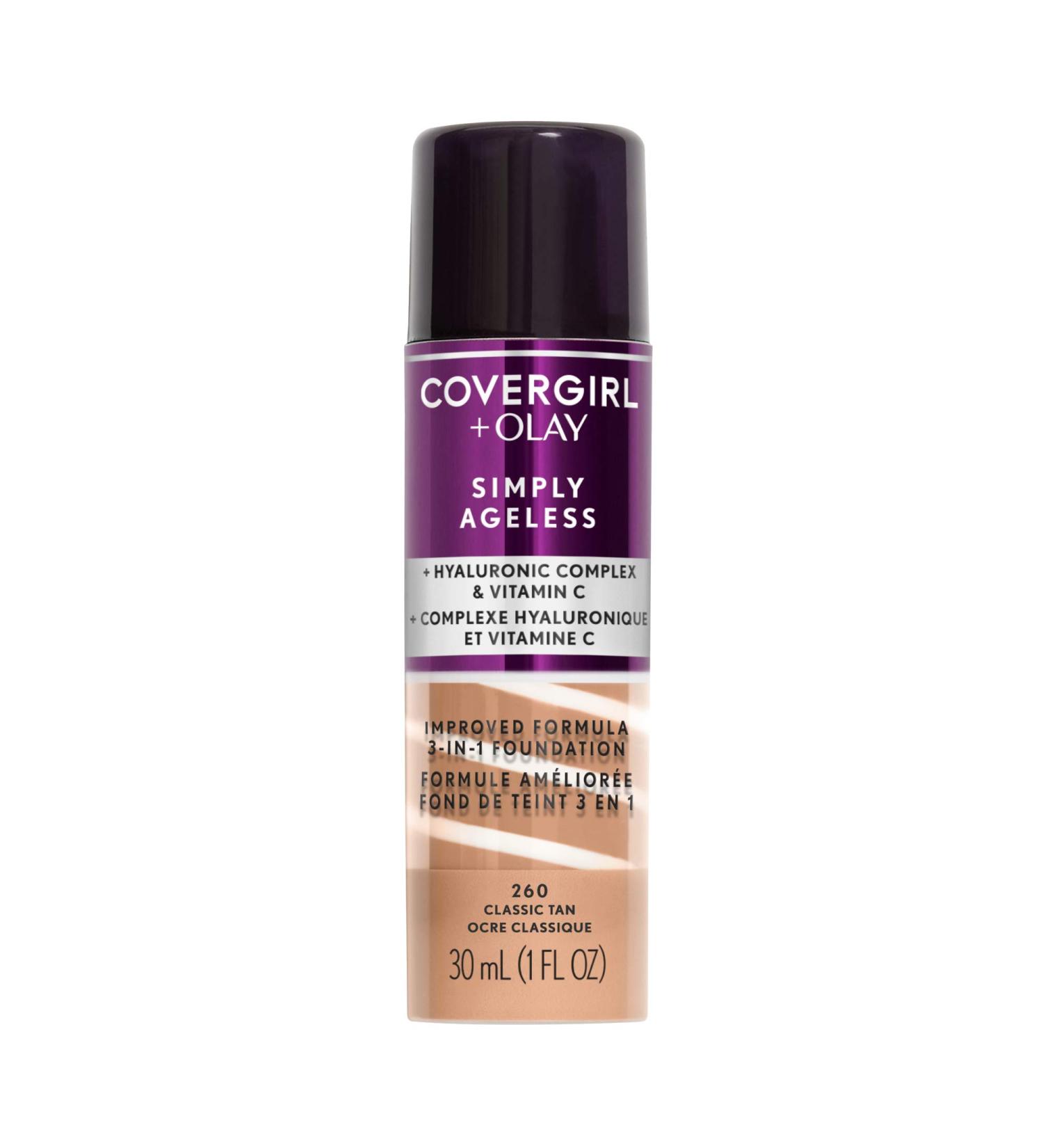 Covergirl Olay Simply Ageless 3-in-1 Foundation 260 Classic Tan - 1 fl oz | Anti-Aging Makeup - Buy Online on SooperMarket.com