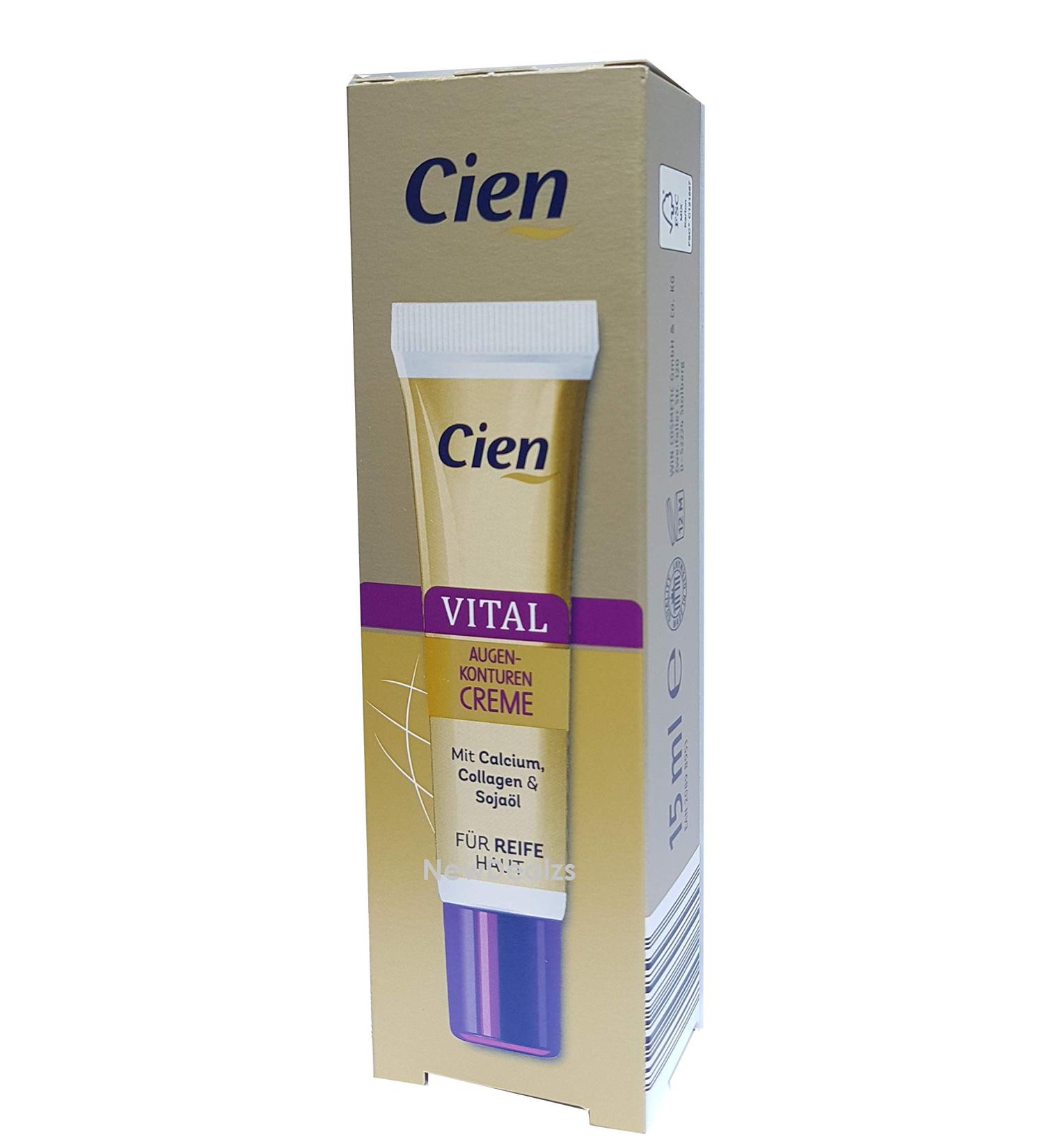 Cien Vital Eye Contour Cream with QCalcium Collagen & Soybean Oil - 15ml (0.51 Oz) | Hydrating Anti-Aging Formula for Dark Circles & Puffiness - International Shipping Available - Buy Online on SooperMarket.com