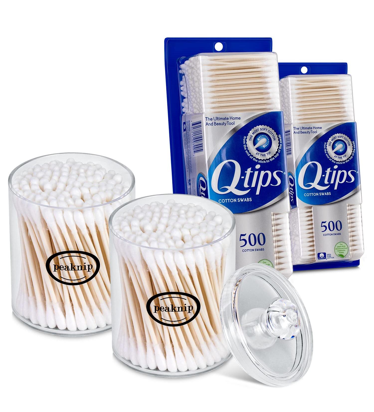 2-Pack 500 Count Q-tip Cotton Swabs - Soft & Firm Buds for Hygiene & Beauty Care - Includes 2 Peaknip Holders - Buy Online on SooperMarket.com