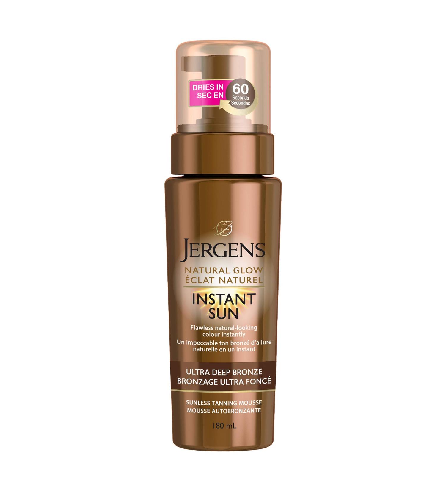 Jergens Natural Glow Instant Sun Sunless Self Tanning Mousse for Dry Skin Ultra Deep Bronze Shade (180 mL) Ultra Deep Bronze Mousse - Buy Online on SooperMarket.com