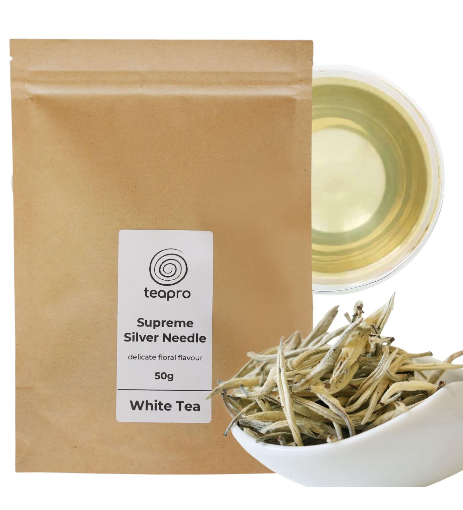 Teapro Supreme Silver Needle White Tea - 50g Loose Leaf Bai Hao Yin Zhen | Premium Quality - Buy Online on SooperMarket.com