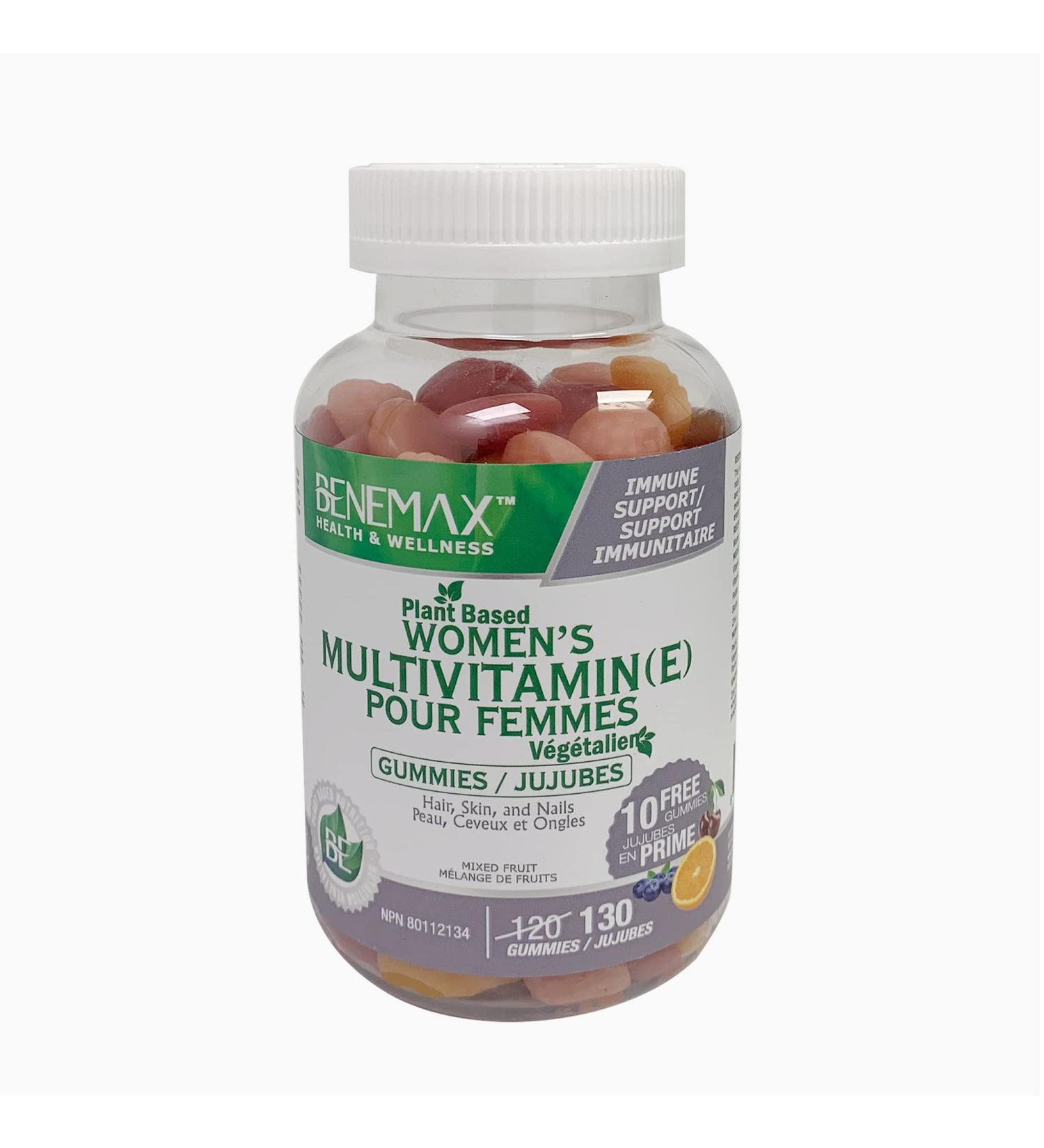 Benemax Women's Multivitamin Gummies 100% Plant Based Helps Maintain Eyesight Skin and Immune Function Helps in Development of Bone Cartilage Teeth and Gums 130 Gummies - Buy Online on SooperMarket.com