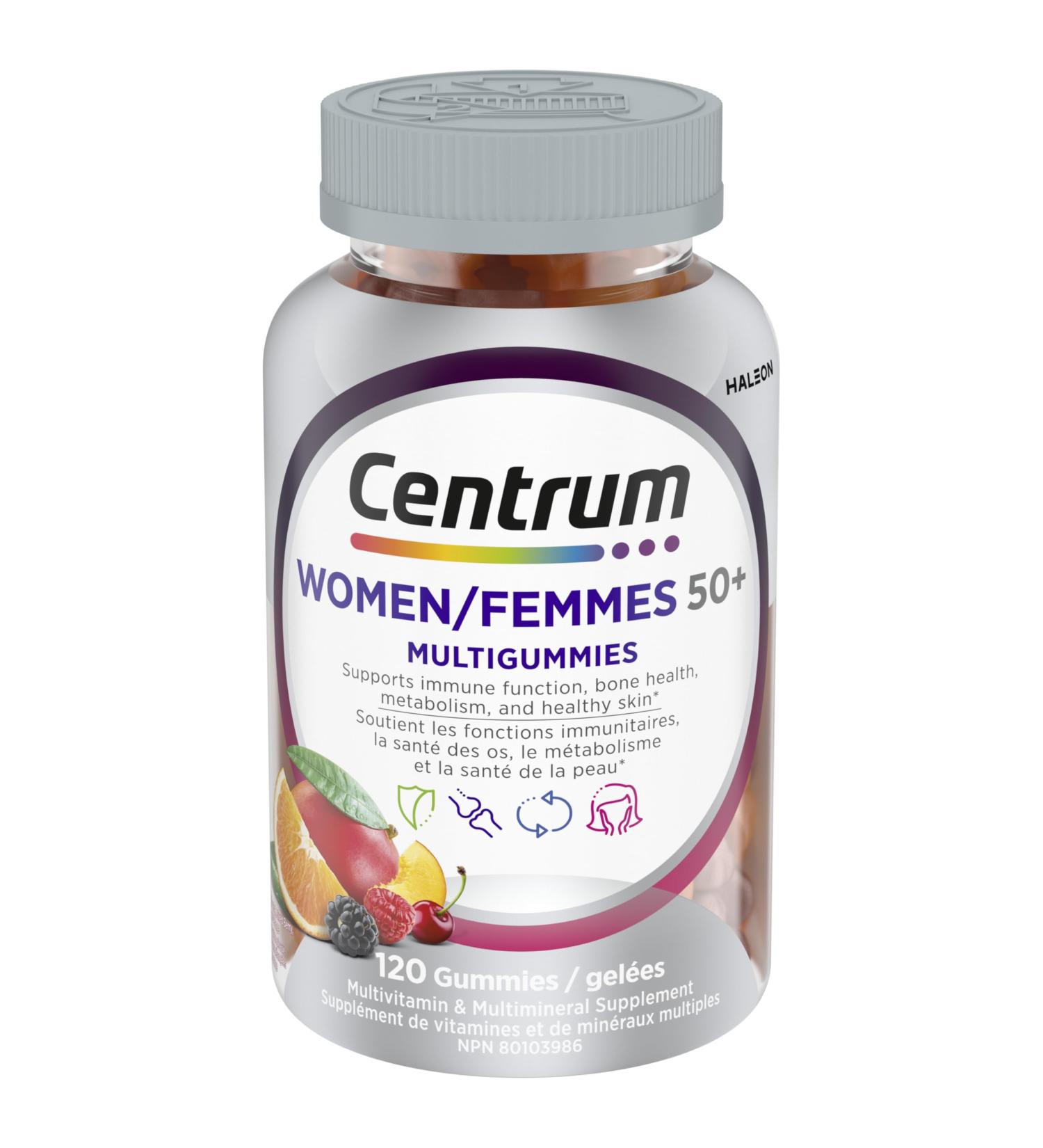 Centrum Women 50 Plus MultiGummies Multivitamins/Minerals Gummies for Women 50+ Cherry Berry and Orange Flavours 120 Gummies (Packaging May Vary) Berry Cherry Orange 130 count (Pack of 1) - Buy Online on SooperMarket.com