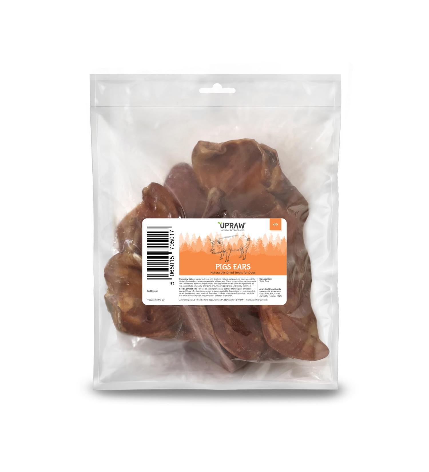 Extra Large Pigs Ears For Dogs Delicious Tasting Air Dried 10 PACK - High in Protein Aids Muscle and Tissue Repair Contains Collagen for Healthy Coats. - Buy Online on SooperMarket.com