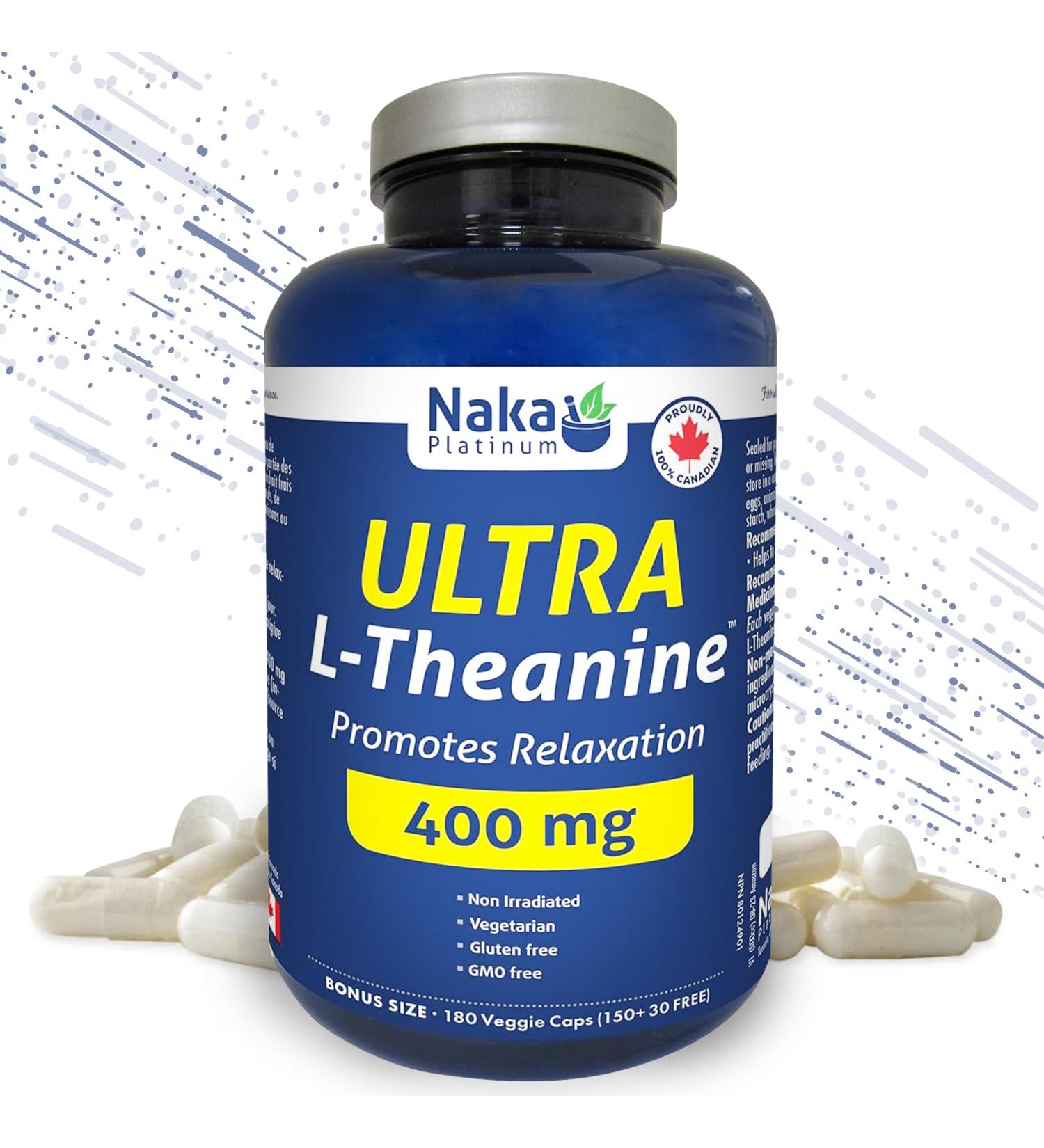 Naka Platinum Ultra L-Theanine 400mg Promotes Relaxation (180 vcaps) 180 count (Pack of 1) - Buy Online on SooperMarket.com