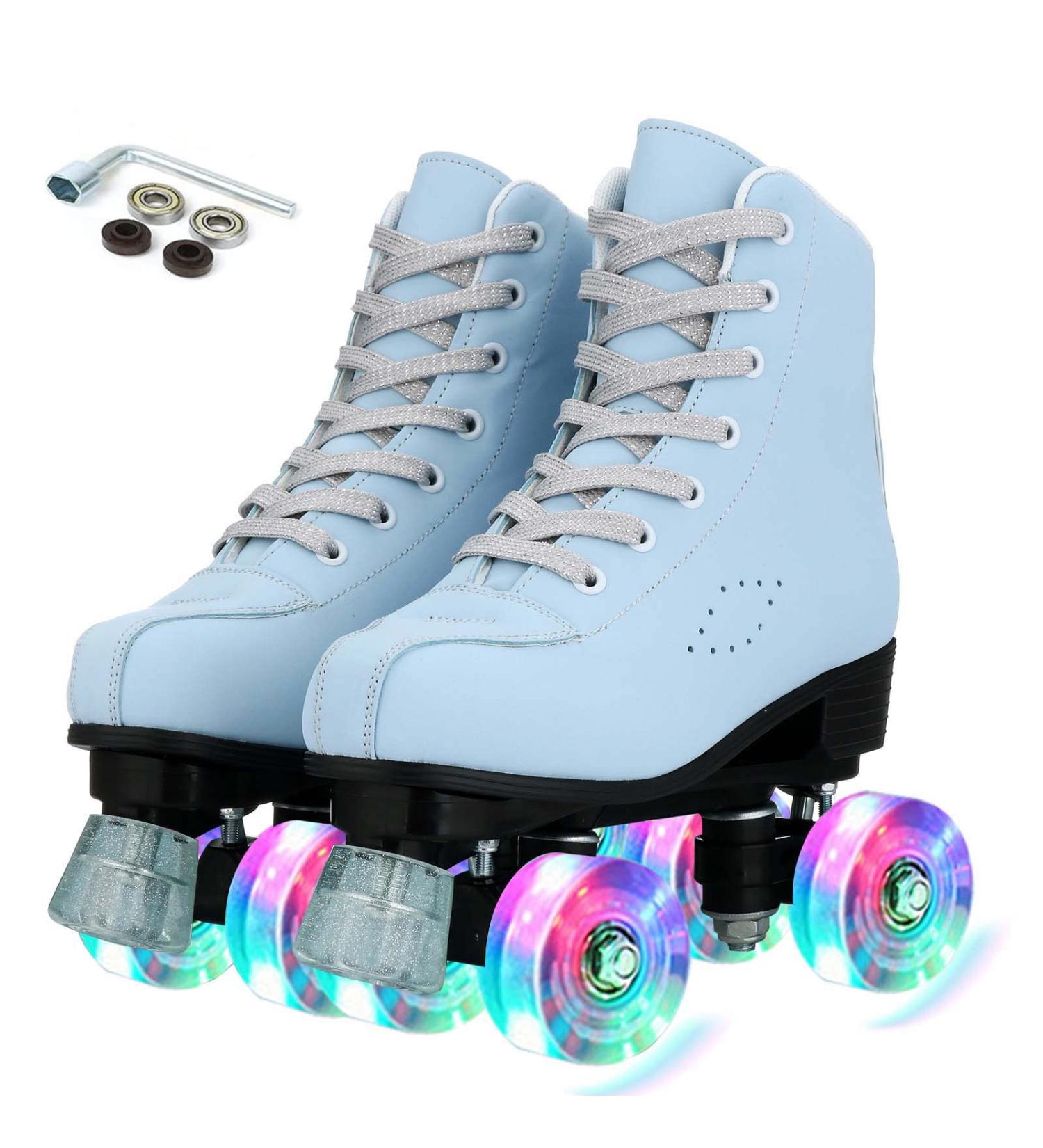 Jessie PU Leather Roller Skates for Women | Adjustable Holographic Speed Skates | Indoor/Outdoor Roller Skates for Adults & Girls Boys (Size 38) - Buy Online on SooperMarket.com