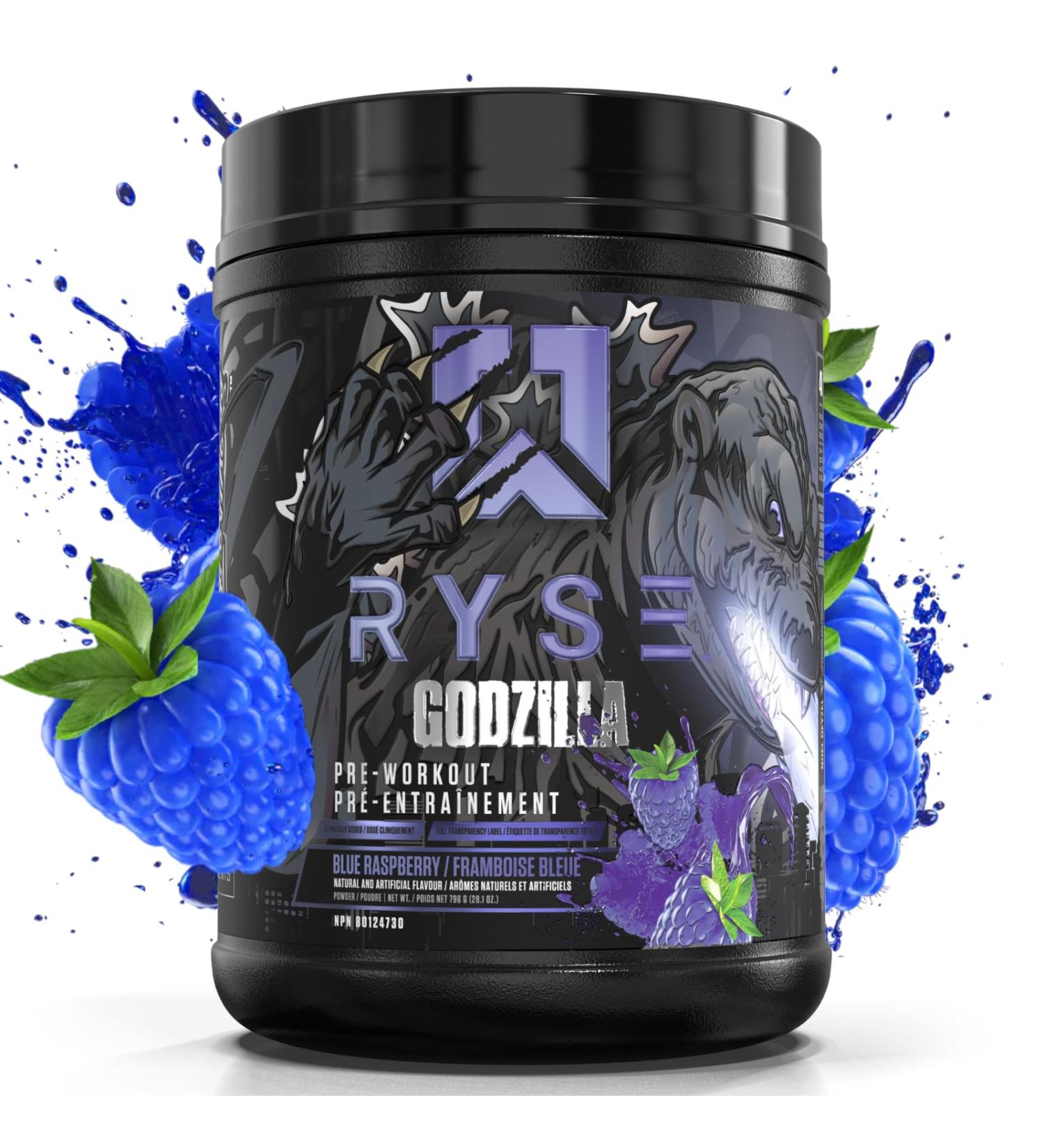 RYSE Noel Deyzel x Godzilla Pre Workout | Intense Pumps Energy & Focus | Citrulline & Beta Alanine | 400mg Total Caffeine | 40 Servings (Blue Raspberry) - Buy Online on SooperMarket.com