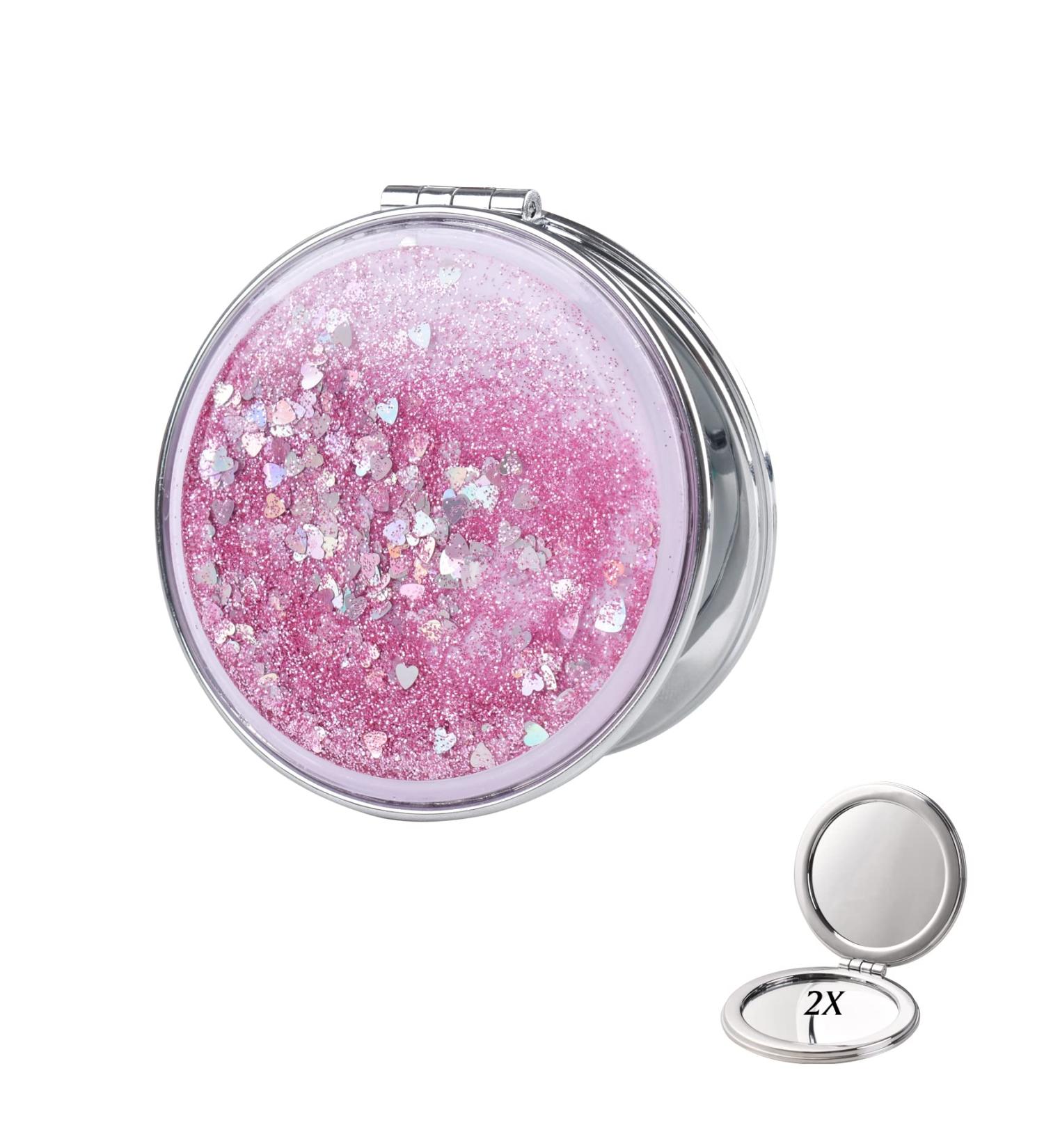 JIABEIUS Compact Mirror Magnifier - Quicksand Pink | Portable Folding Mirror for Purses - Buy Online on SooperMarket.com