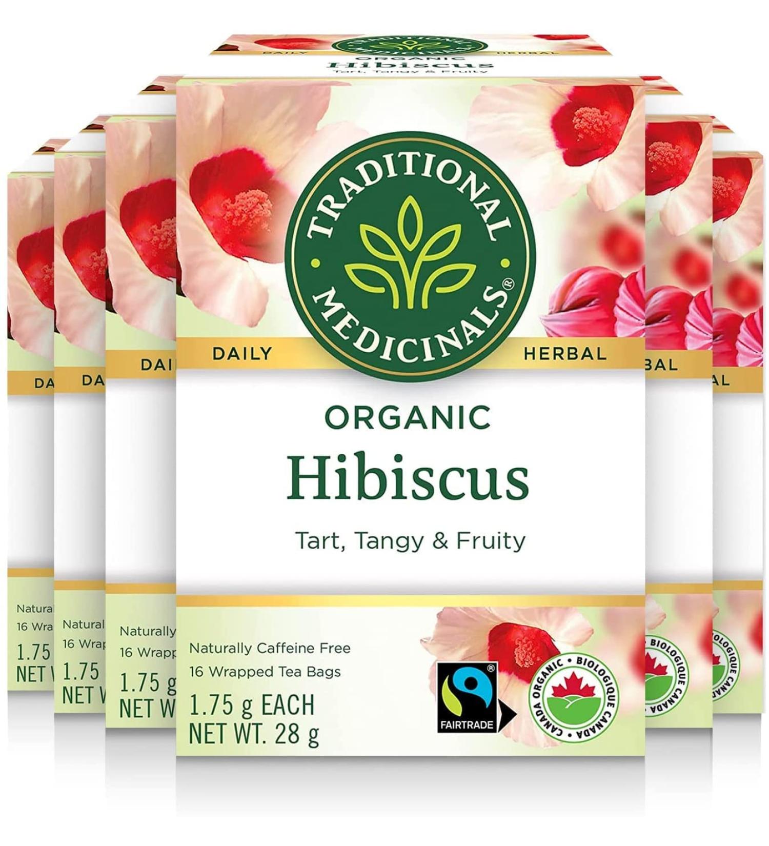 Traditional Medicinals - Organic Hibiscus Herbal Tea (Pack of 6) - Fair Trade Ingredients - Tart Tangy and Fruity - 96 Tea Bags Total Tea Hibiscus 16 count (Pack of 6) - Buy Online on SooperMarket.com