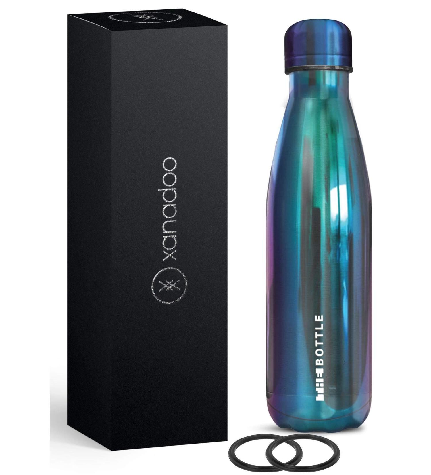 Xanadoo Stainless Steel Drinking Bottle 500ml - Eco-Friendly BPA-Free Leak-Proof Thermos for Camping Sports & School - Blue Chrome - Buy Online on SooperMarket.com