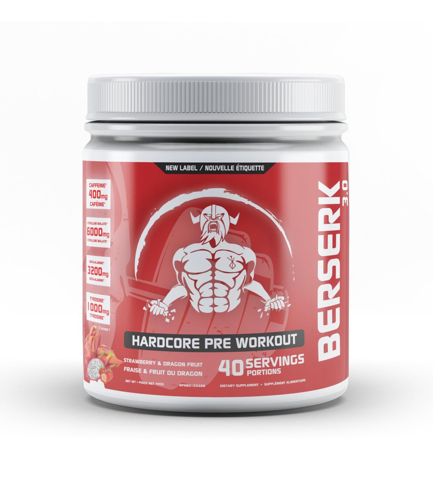 Predator Labs - Berserk 3.0 - Hardcore Pre-Workout Energy and Pump Formula 40 Servings (Strawberry & Dragon Fruit) - Buy Online on SooperMarket.com