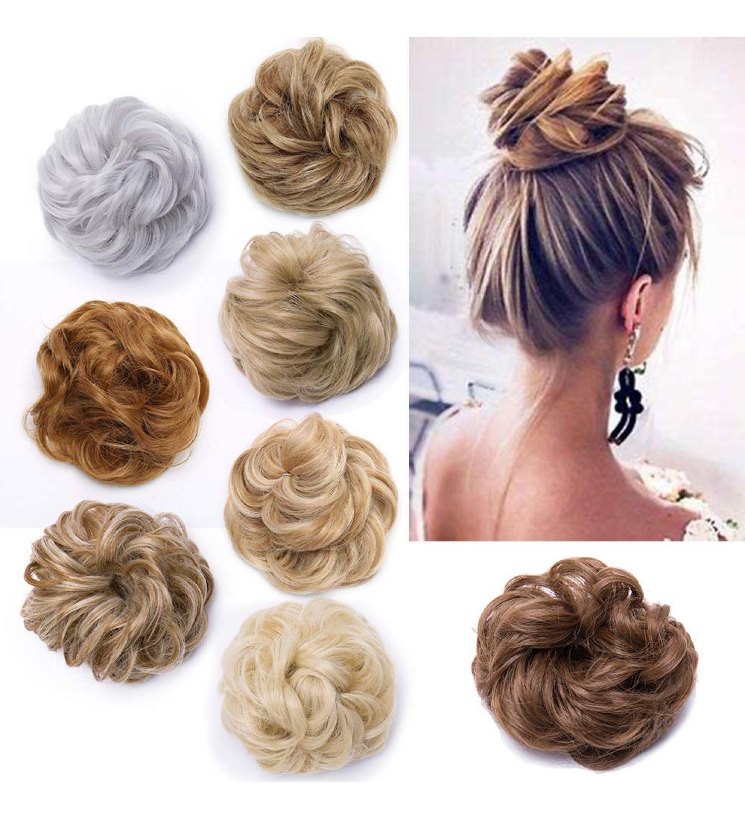 Silk-co Curly Hair Bun Scrunchie in Light Brown - 35g Synthetic Hair Extension - Buy Online on SooperMarket.com