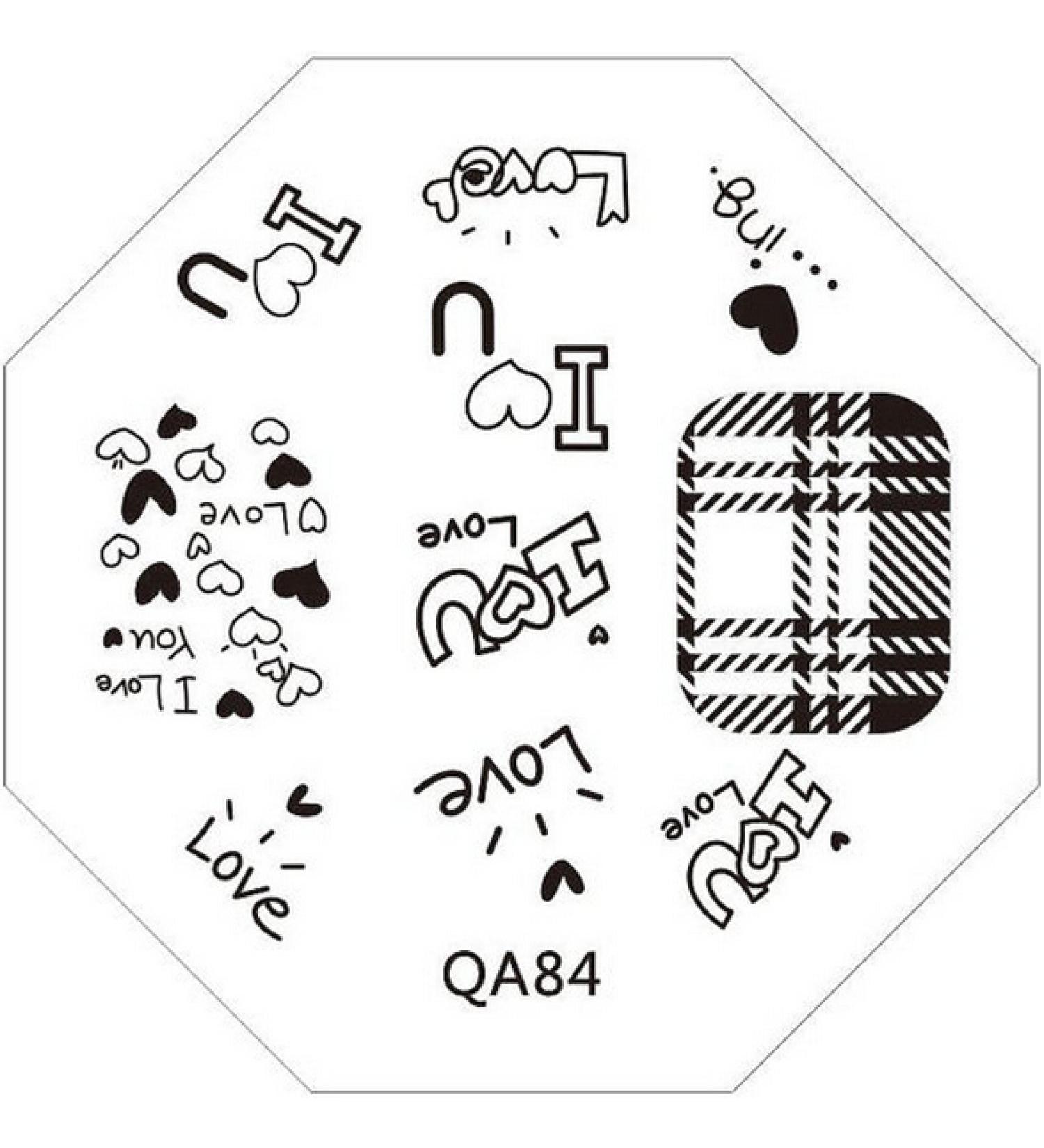 STAMPING STENCIL # QA-84 Love hearts I love you tartan