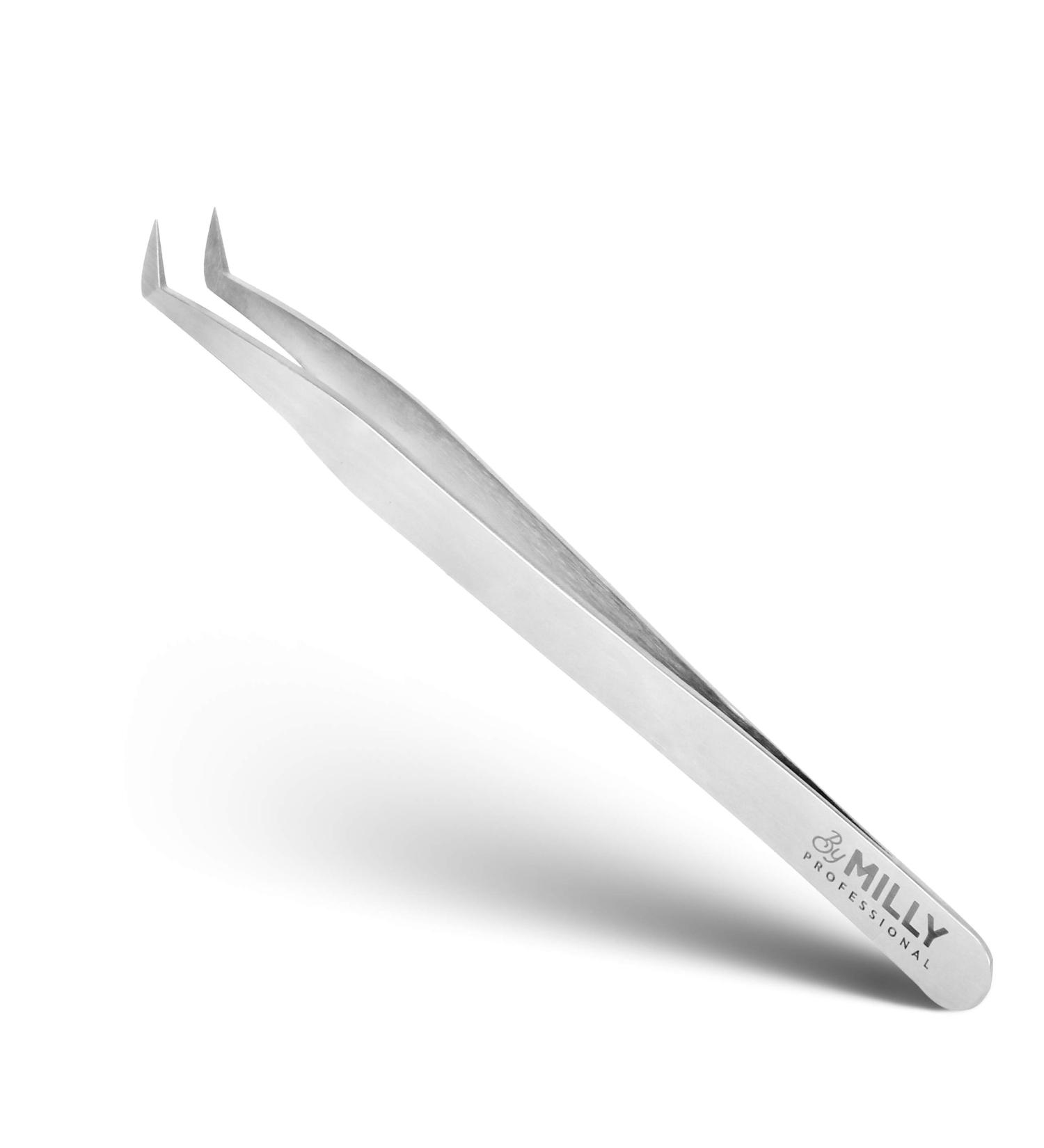 MILLY Professional Volume Eyelash Extension Tweezers | Curved Precision Closure Tips | Titanium Coated Stainless Steel | 12 cm (4.72 inches) - Buy Online on SooperMarket.com