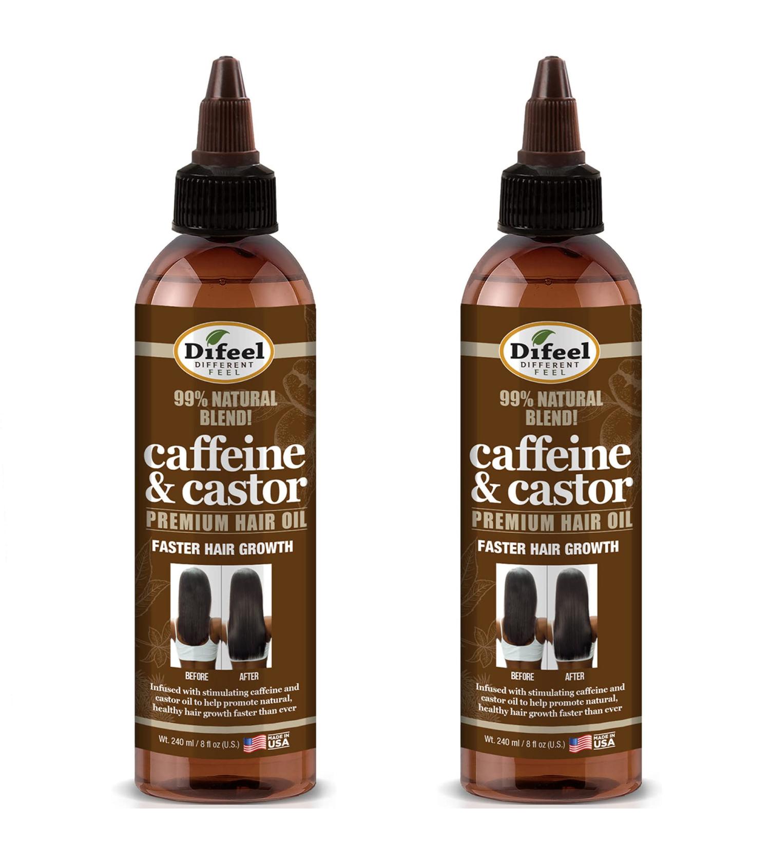 Difeel 99% Natural Premium Caffeine & Castor Hair Oil 8 oz. (PACK OF 2) - Buy Online on SooperMarket.com