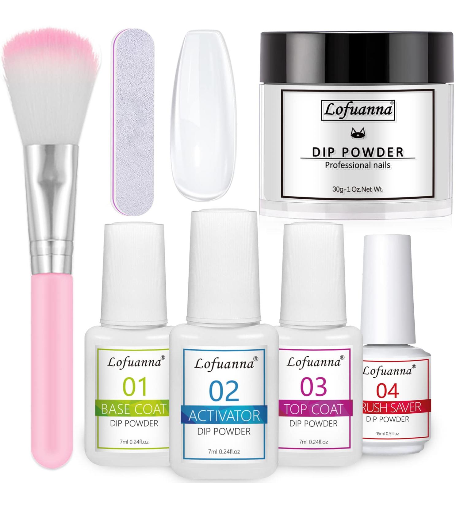 Lofuanna Dip Powder Nail Kit Starter - Clear Nail Dipping Powder Set for French Nail Art Manicure at Home or Salon - No UV/LED Needed - Buy Online on SooperMarket.com