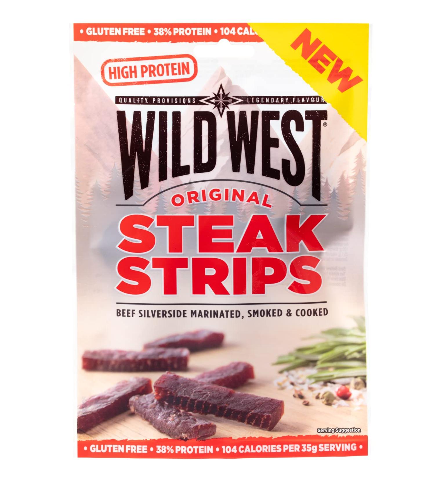Wild West Steak Strips 60g Original Beef Beef Jerky high Protein Dried Meat Protein Snack Original 60 g (1 pack)
