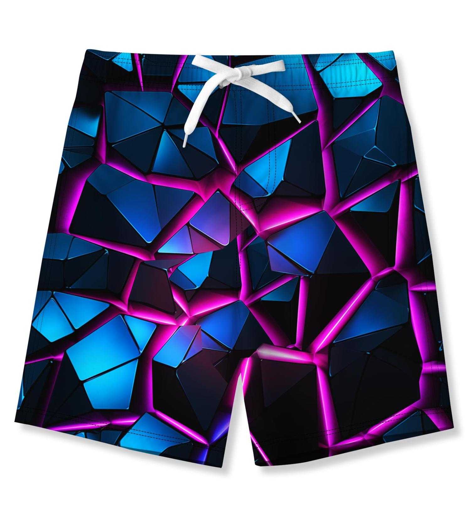 Tuonroad Boys Bathing Shorts - Funny 3D Print Fast Drying Swim Trunks for Ages 5-14 | Purple Beach Shorts - Buy Online on SooperMarket.com