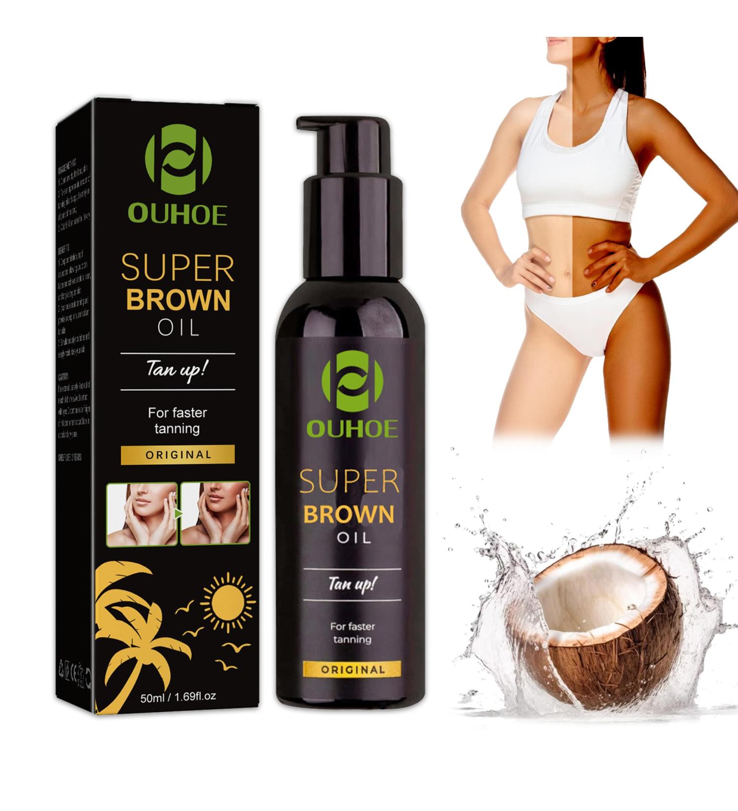 Super Brown Oil Deep Tanning Oil Tan Accelerator Oil Moisturizing Skincare Faster Tanning Achieve a Natural Tan with Natural Ingredients for Sunbeds & Outdoor Sun - Buy Online on SooperMarket.com