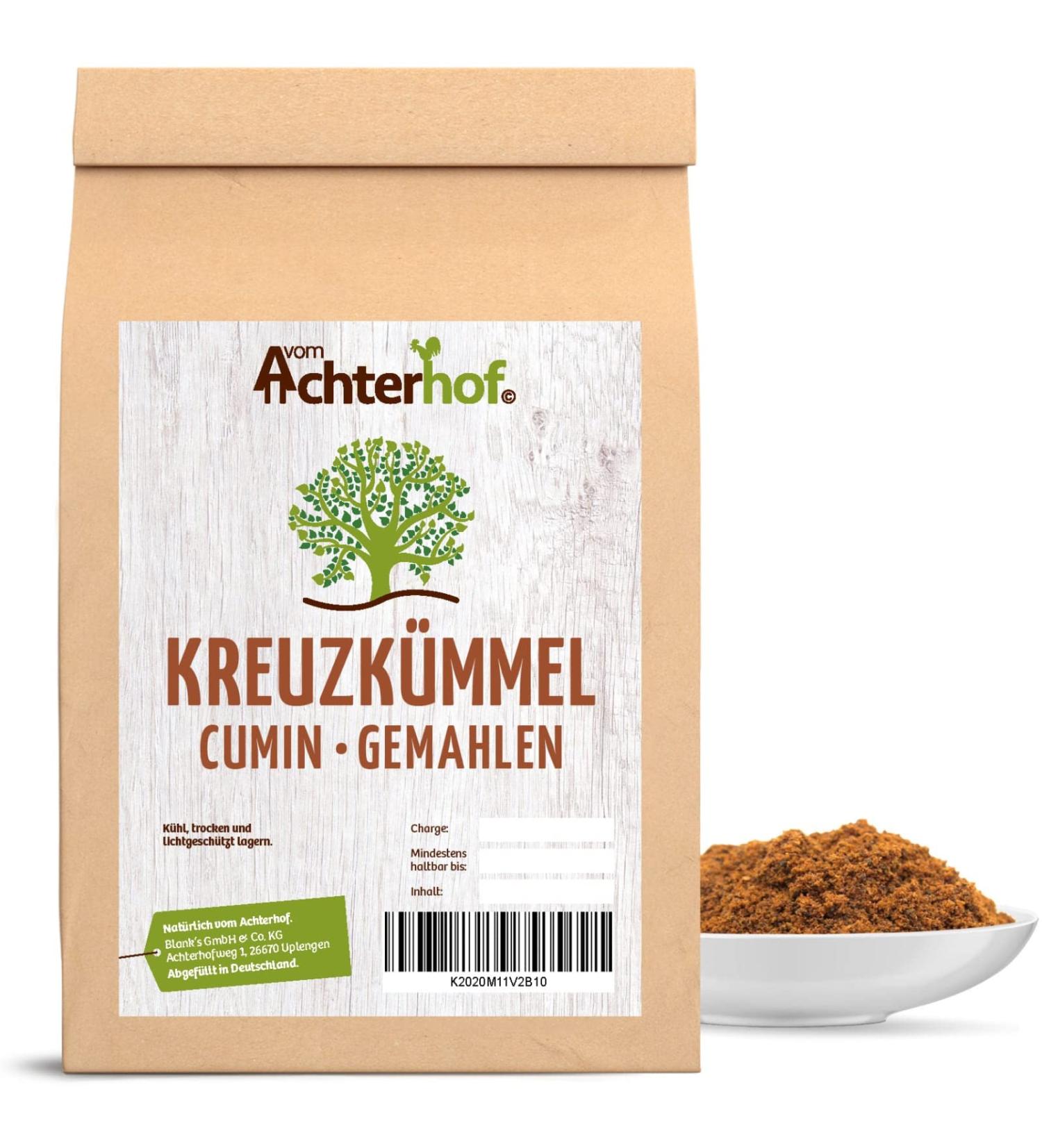 Kumin grinded 500g |Finely ground cumin powder |strong spicy taste |Popular spice at Ayurveda |Ideal for Arabic and Indian dishesfrom the Achterhof 500 g (1 Pack)