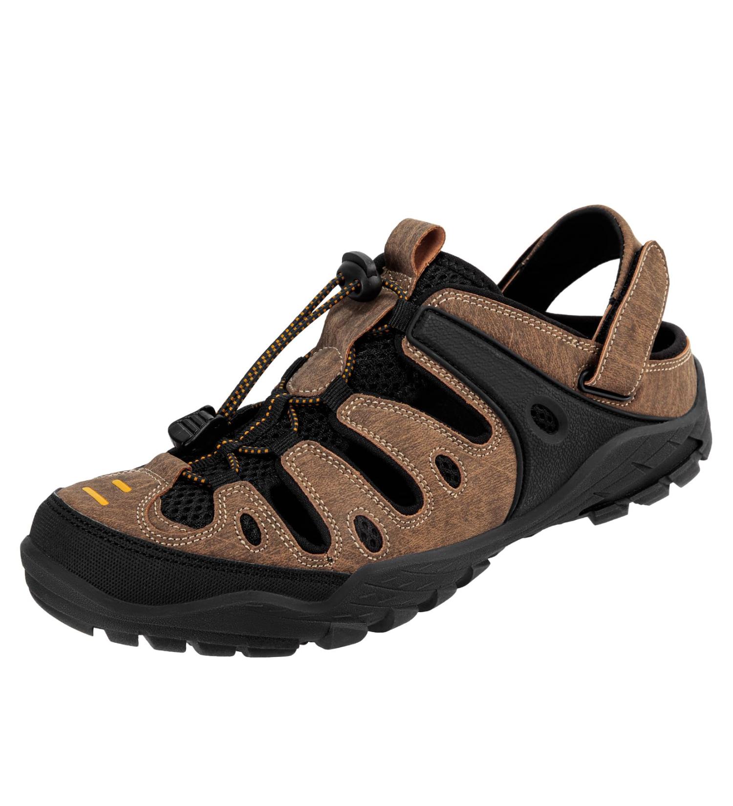 Outpro Men's Premium Sports Sandals - Waterproof Air Padding Hiking & Beach Sandals - EU Size 45 Black/Brown - Buy Online on SooperMarket.com