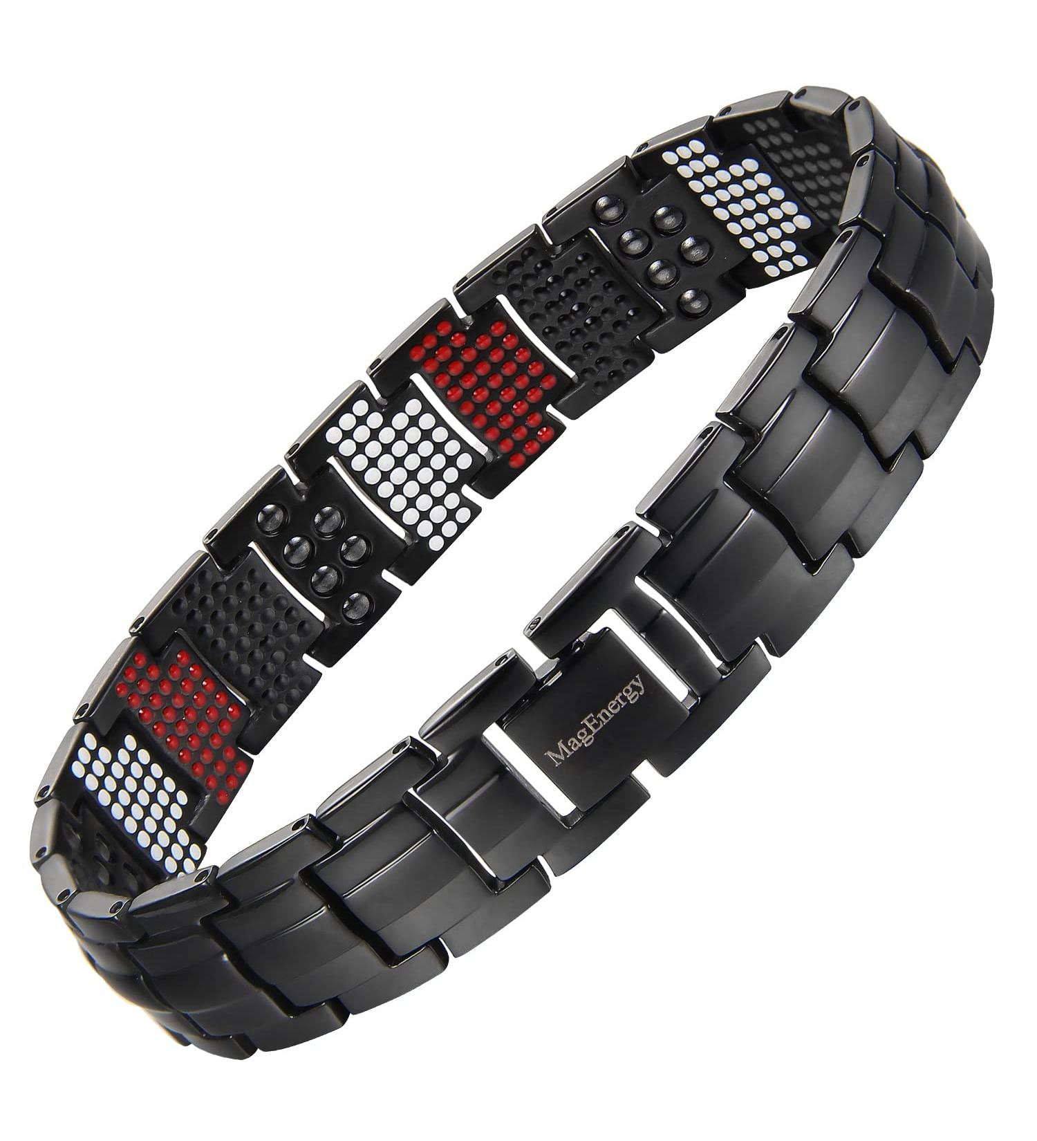 MagEnergy Pure Titanium Bracelet for Men - 4 Elements, 591pcs Minerals - Magnetic Bracelet for Anniversary, Christmas, Valentine's Day - Black - Buy Online on SooperMarket.com