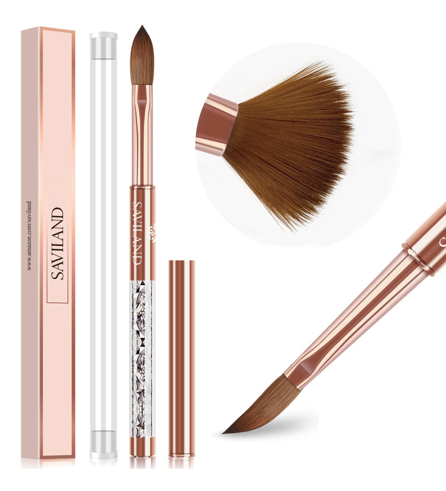 Saviland Size 12 Kolinsky Acrylic Nail Brush- Bronze Gold Handle, Ideal for Beginners and Professionals | Acrylic Powder Application Tool - Buy Online on SooperMarket.com