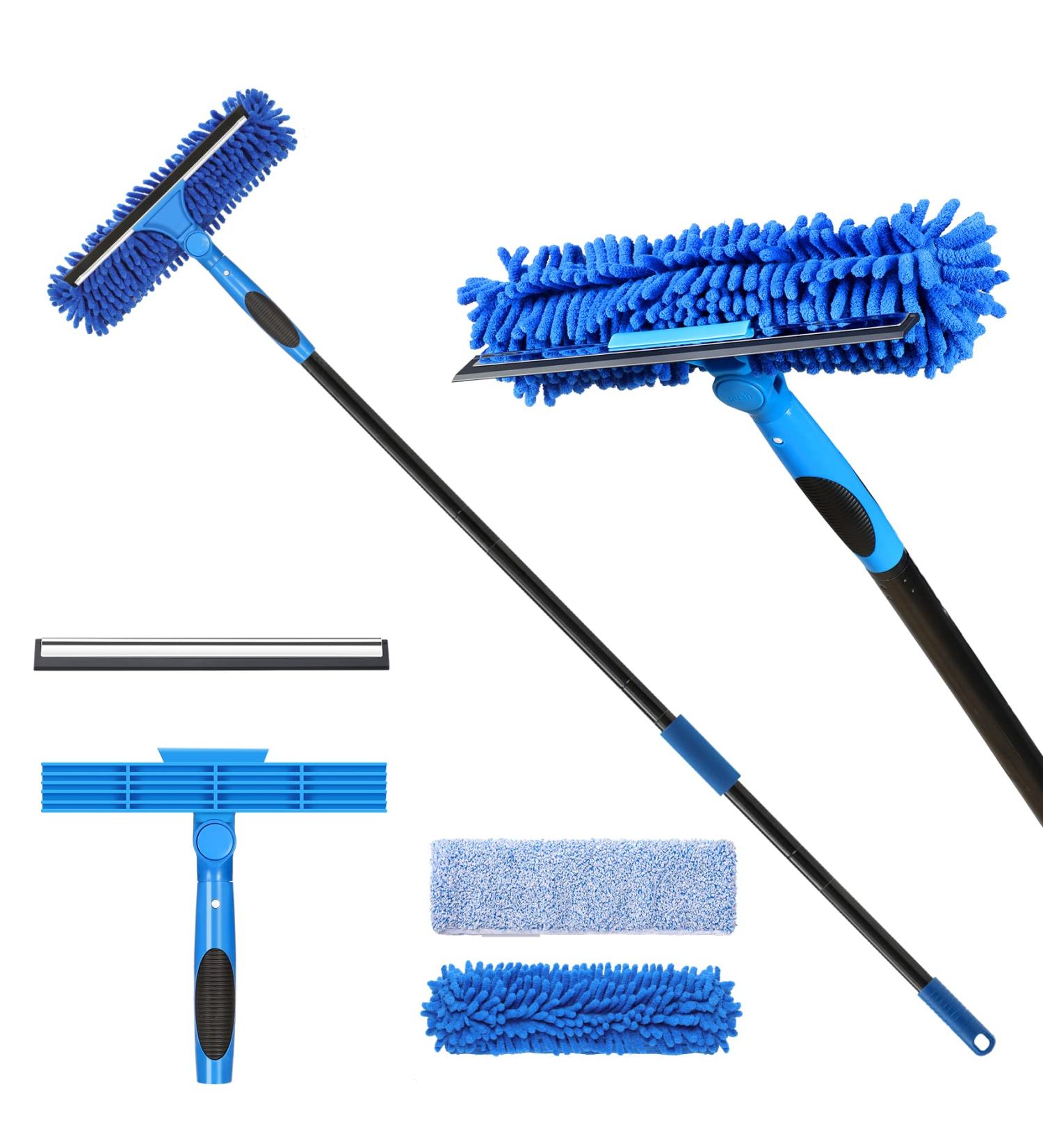 VITEVER Professional Window Squeegee Cleaner Tool with Extension Pole - 2-in-1 Scrubber Cleaning Kit - Buy Online on SooperMarket.com