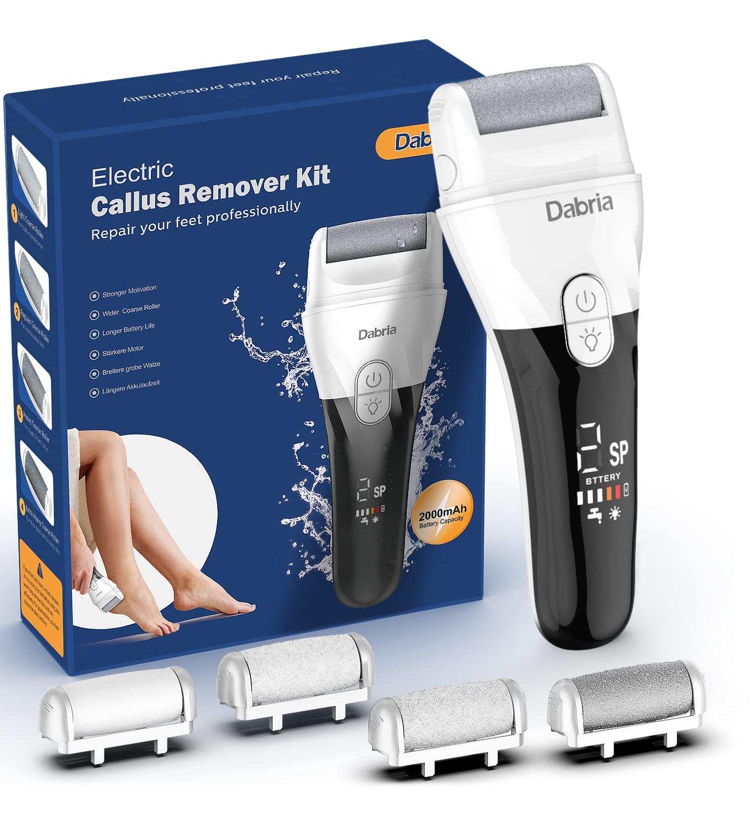 Electric Rechargeable Callus Remover with Led Screen - 2 Speeds & 4 Roller Heads for Cracked Heels - Large Capacity Foot File for Calluses and Hard Skin - Buy Online on SooperMarket.com