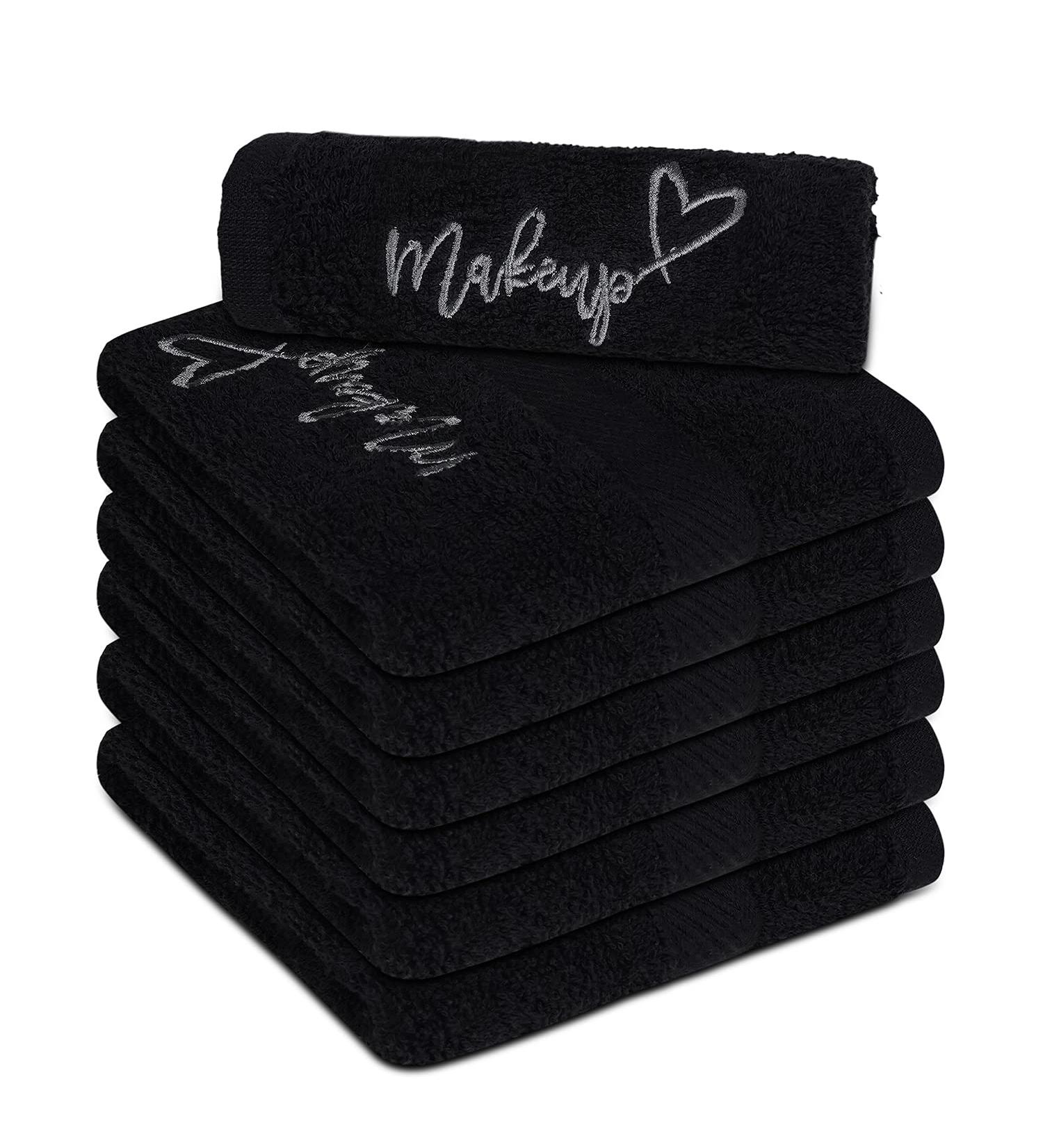 Zuperia 100% Cotton Makeup Remover Wash Cloth - Quick Dry Fingertip Face Towel (6 Pack, Black) - Buy Online on SooperMarket.com