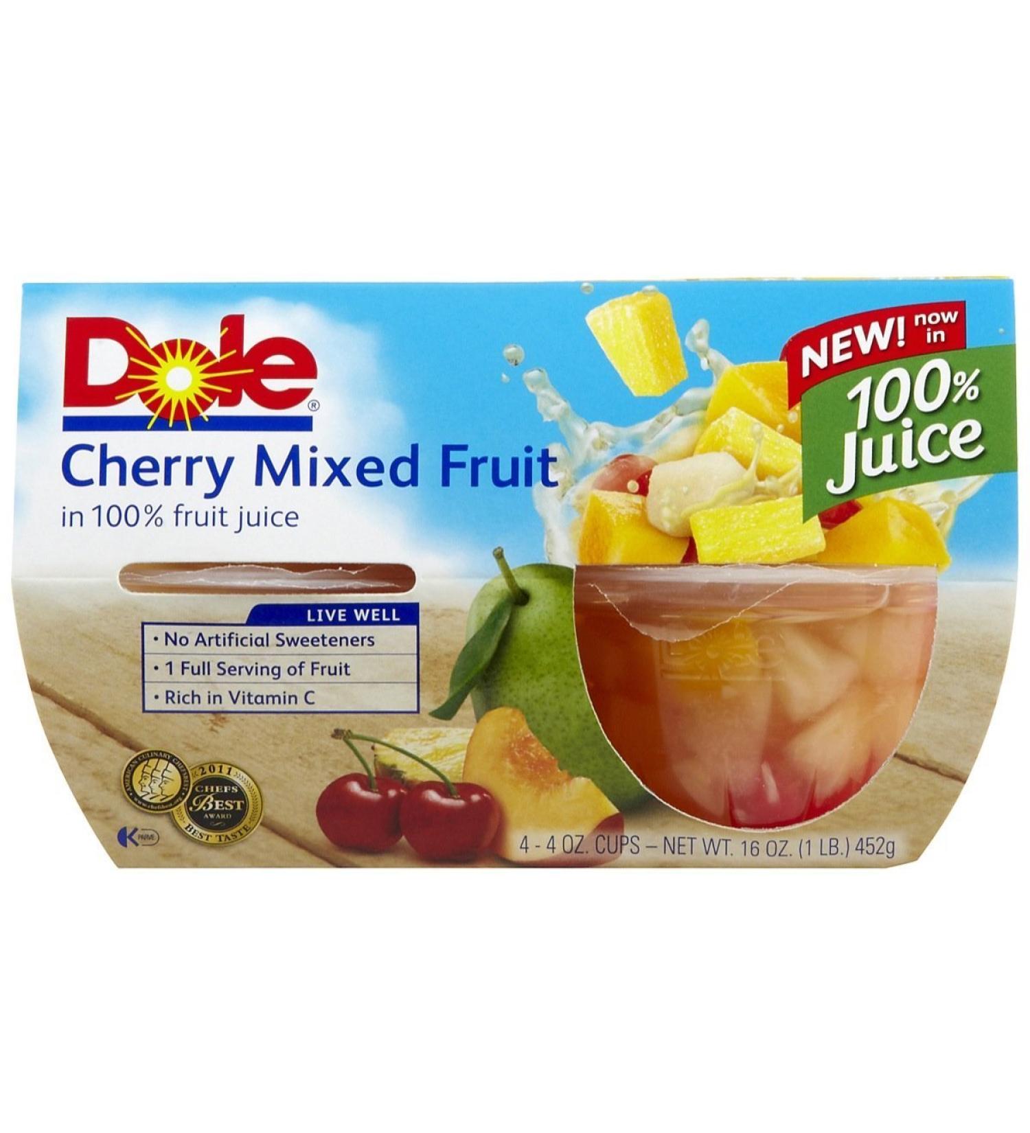 Dole Cherry Mixed Fruit In Light Syrup - 4 Ounce - 4 Count (Pack of 1)