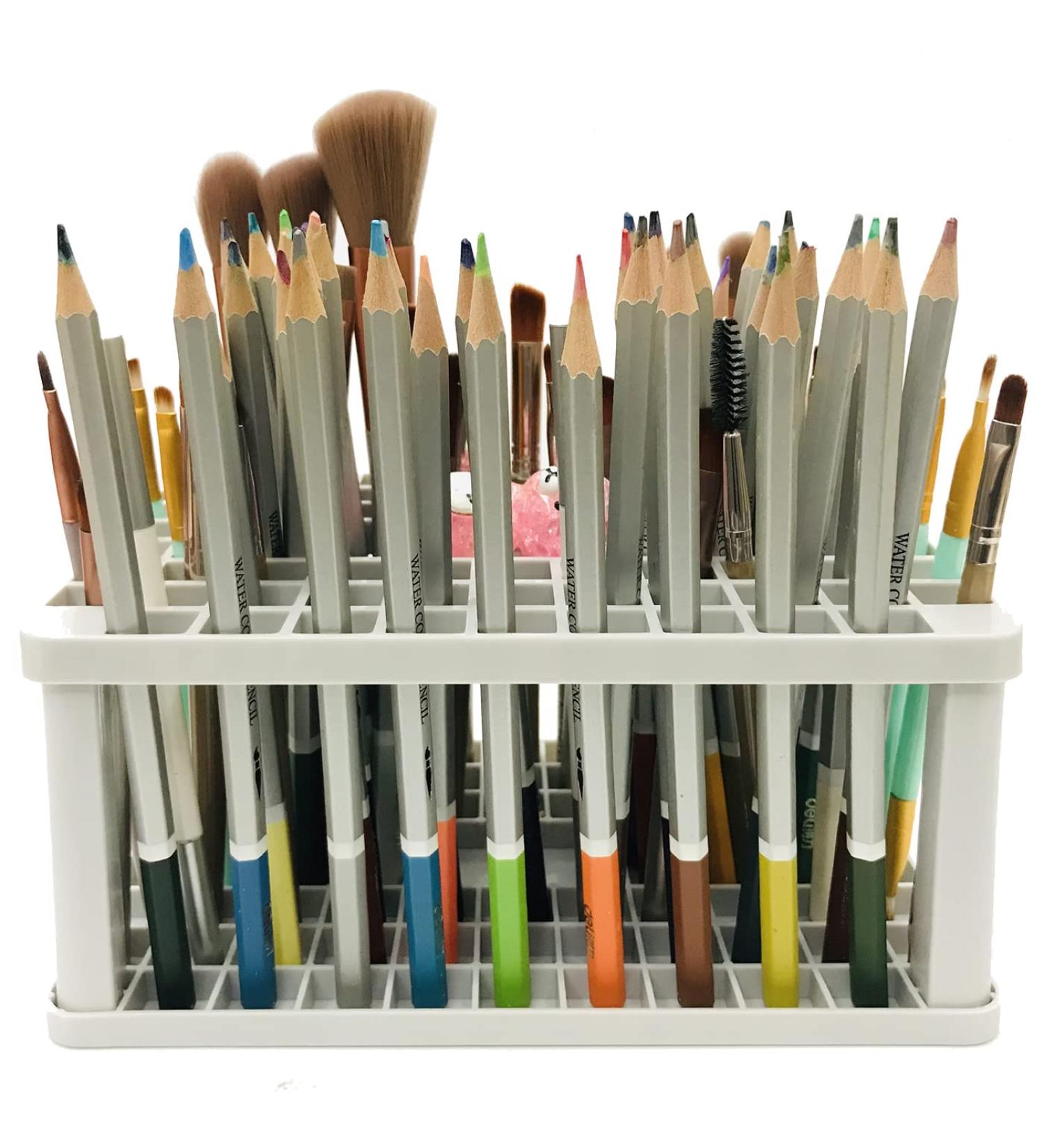 Pen Holder for Desk Rectangle 72 Holes Plastic Makeup & Painting Brush Holders Crate Organizer for Pencil  Paintbrush  Cosmetic Brushes Grey R Grey - Buy Online on SooperMarket.com