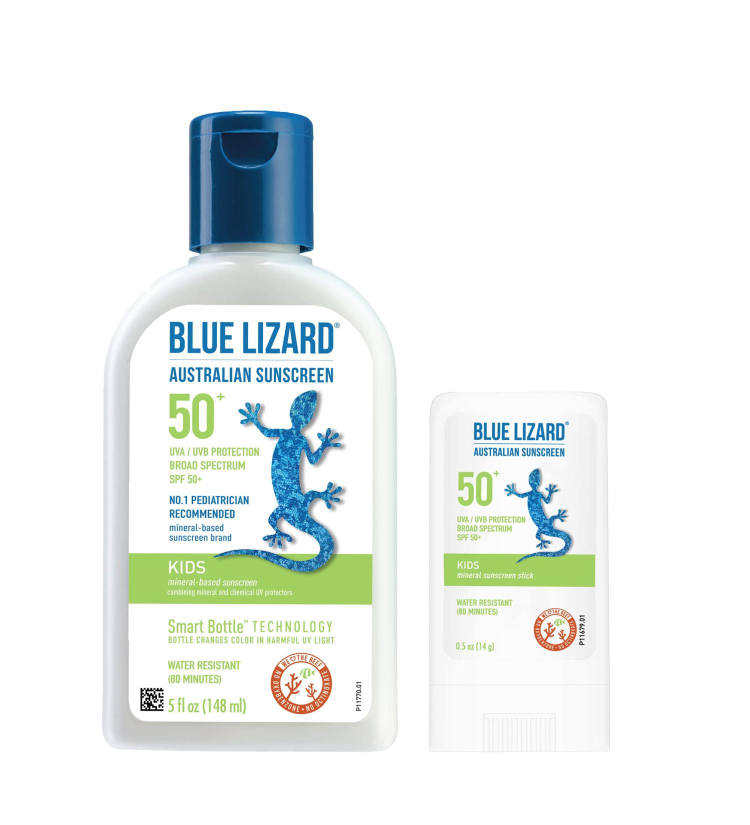 BLUE LIZARD Kids Mineral-Based Sunscreen Lotion and Stick Bundle - SPF 50+ - 5 oz/.5 oz - Buy Online on SooperMarket.com