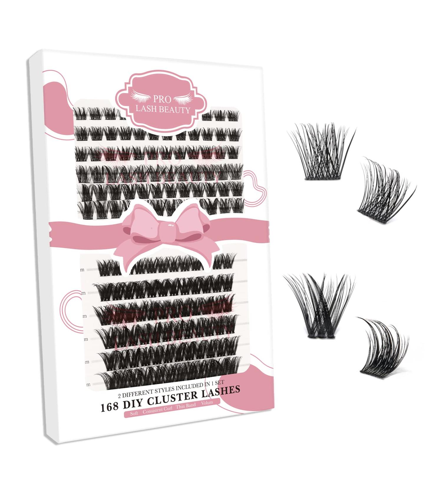 168 Pcs Mixed Cluster Lashes DIY Eyelash Extensions - First Glance+Adore D-Mix | Super Thin Band, Soft & Easy to Wear - Individual Lashes 10-16mm - Buy Online on SooperMarket.com