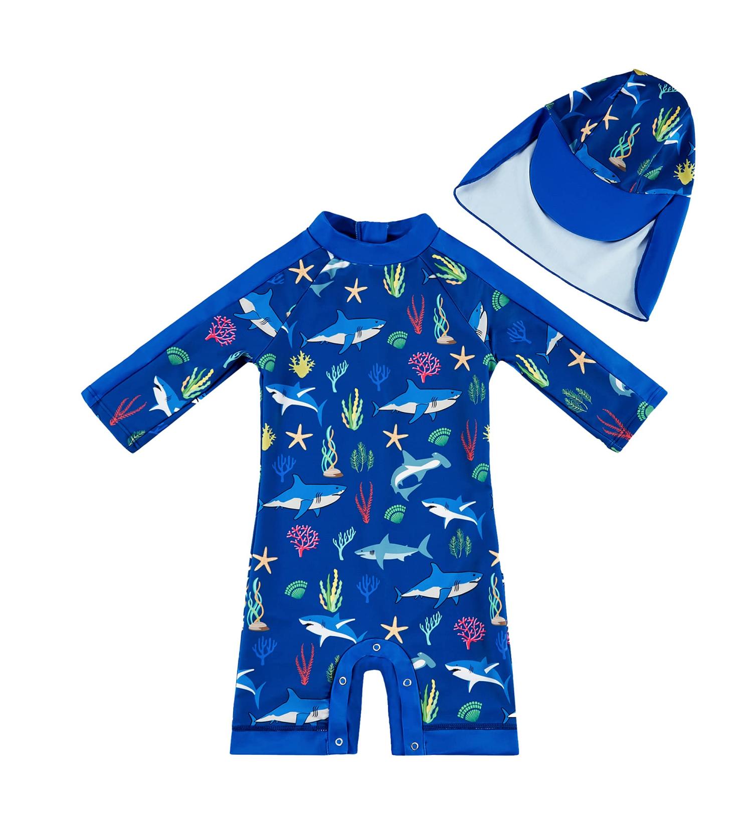 UPF 50+ Shark Print Baby Swimwear with Snap Bottom | 9-12 Months - Buy Online on SooperMarket.com