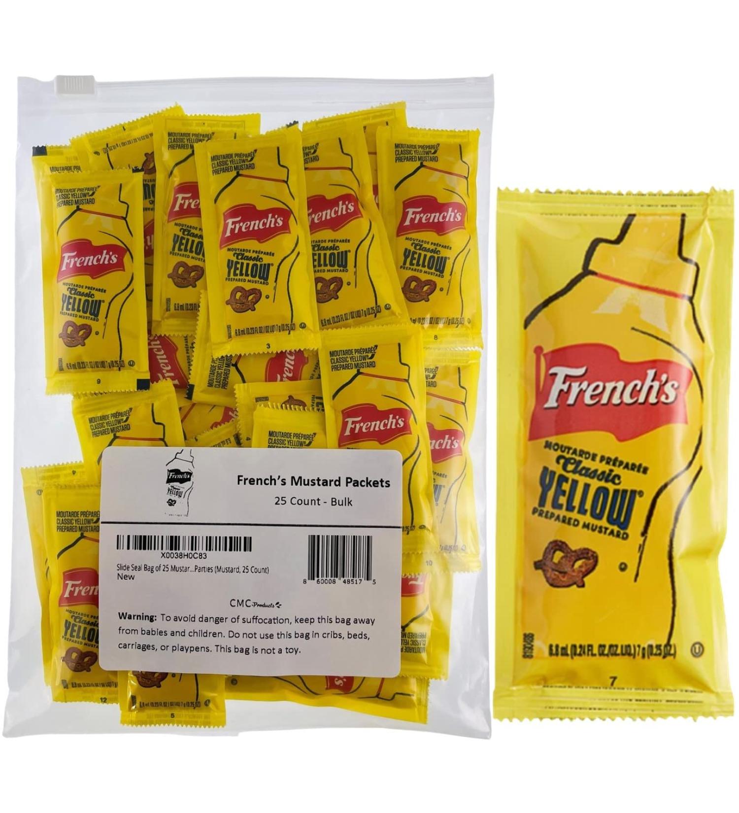 Frenchs Mustard Packets - 25 Count Single Serve Condiment Packs in Slide Seal Bag - Buy Online on SooperMarket.com