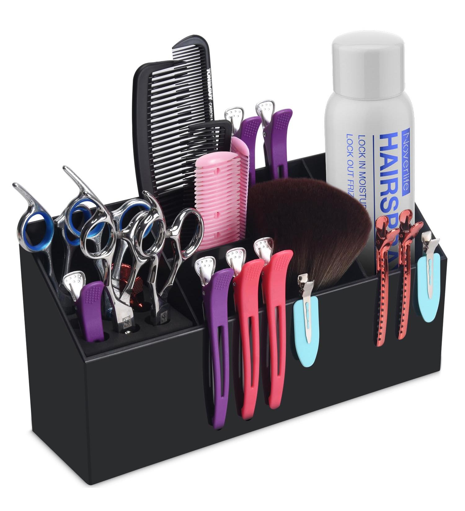 Noverlife Hair Scissors Large Storage Box - Professional Hair Salon Shear Holder for Scissors, Combs, Clips, and Brushes - Black - Buy Online on SooperMarket.com