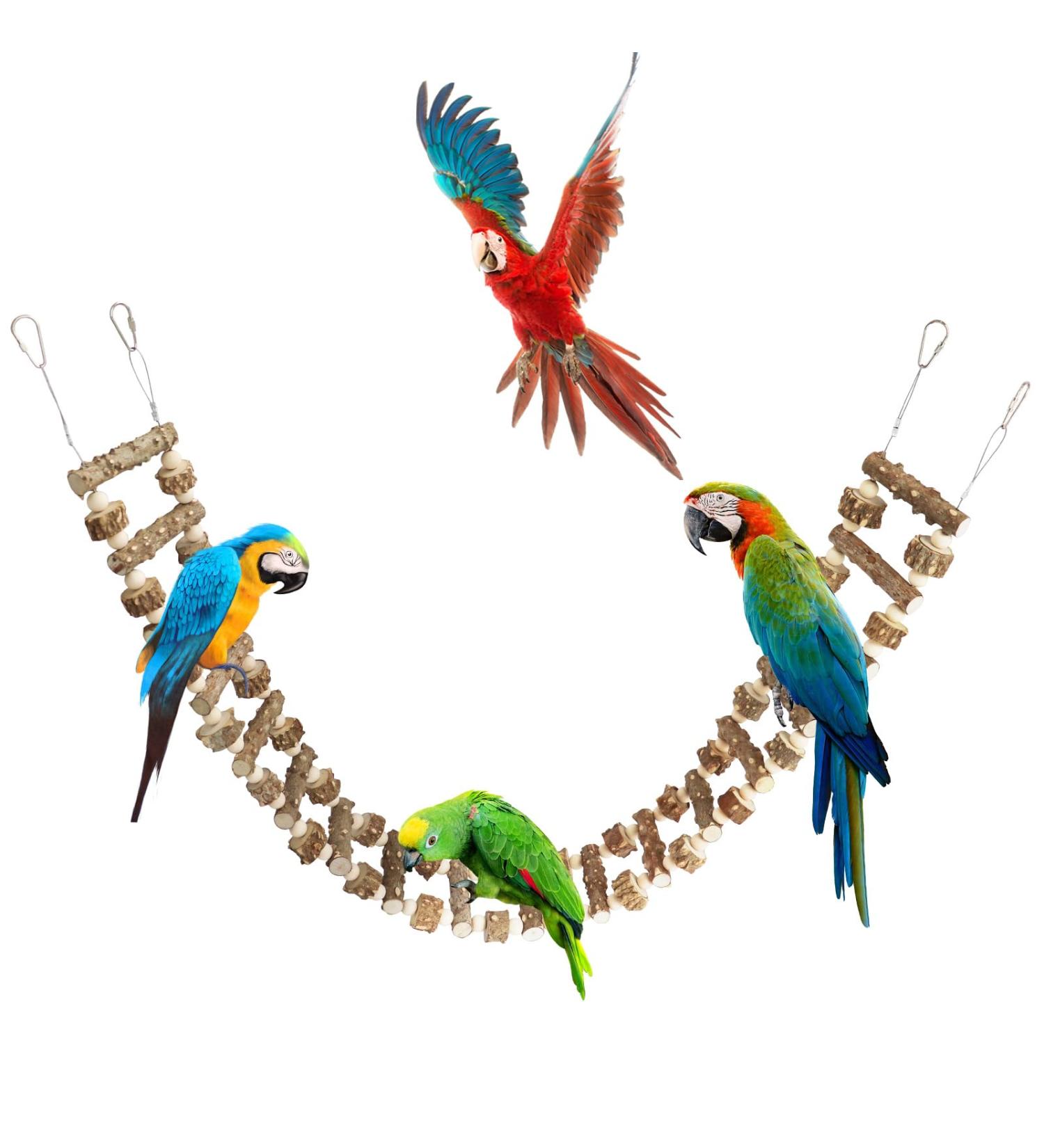 Shop Bird Parrot Ladder Bridge Toy | Natural Pepper Wood Swing & Climbing Accessories for Birds Rats & Hamsters | 18 Ladders - 51.96 x 3.93 Inches - Buy Online on SooperMarket.com