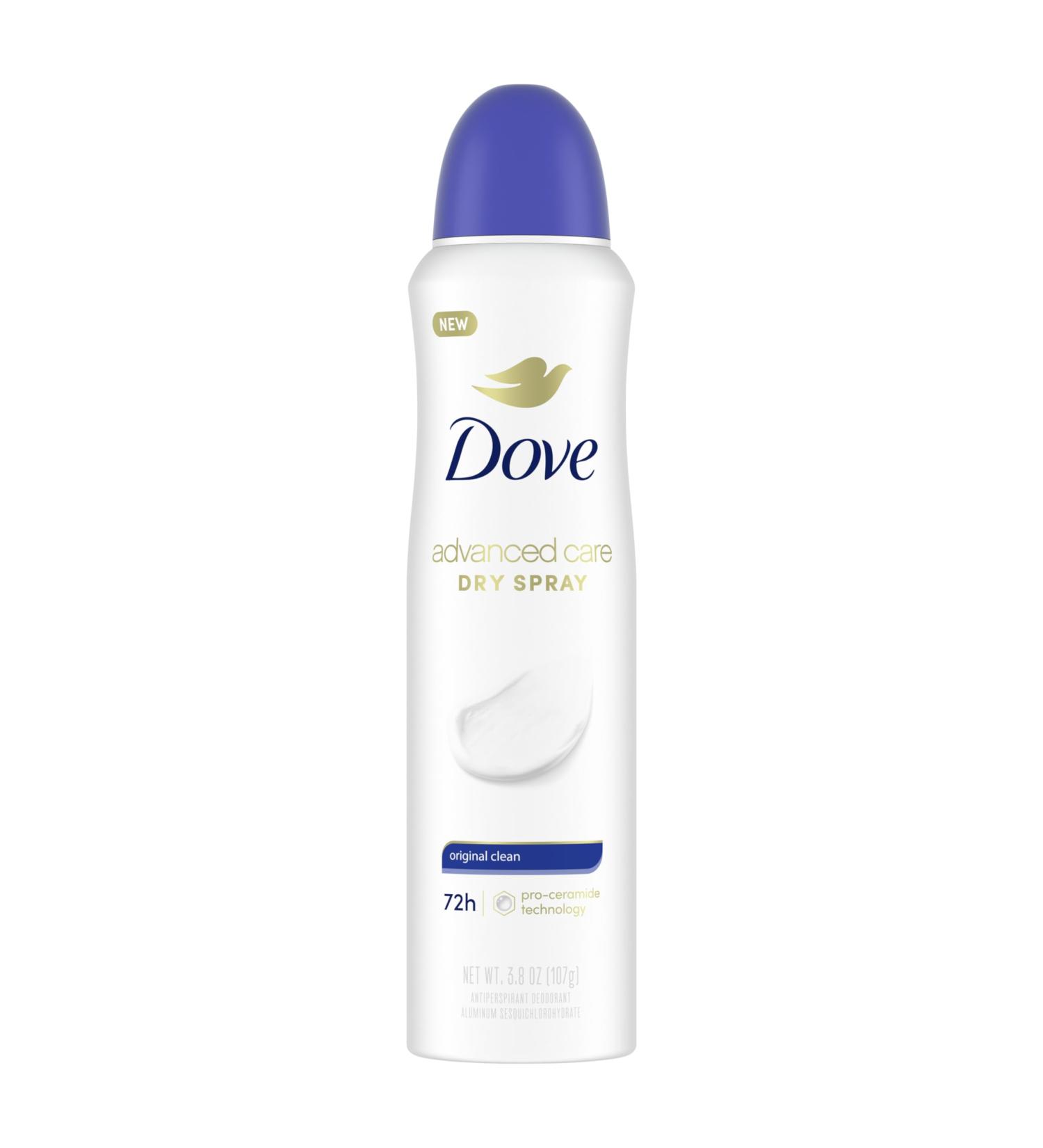 Dove Advanced Care Antiperspirant Deodorant Spray Original Clean for helping repair skin barrier after shaving 72-hour antiperspirant for soft underarms 3.8 oz 3.8 Ounce (Pack of 1) Original Clean - Buy Online on SooperMarket.com
