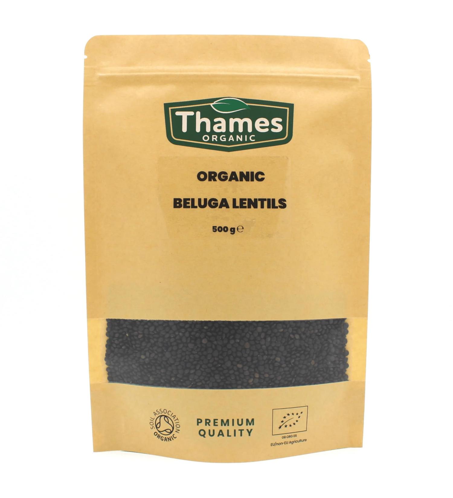Certified Organic Beluga Lentils 500g - Raw Vegan, GMO-Free - Thames Organic - Buy Online on SooperMarket.com