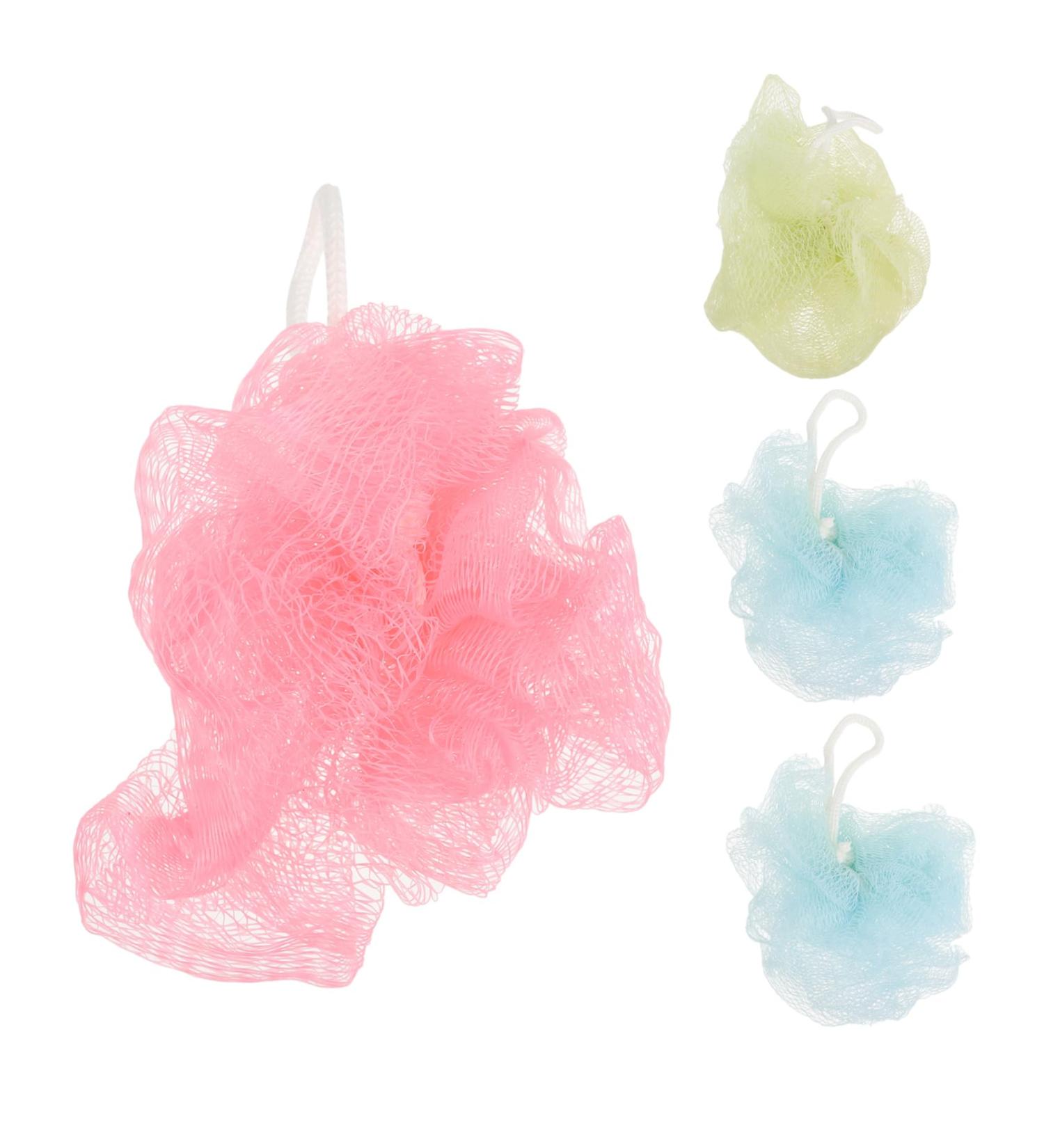 4PCS Bath Mesh Pouf Shower Sponge - Soft Bath Loofahs & Bath Balls for Luxurious Cleansing | International Shipping Available - Buy Online on SooperMarket.com