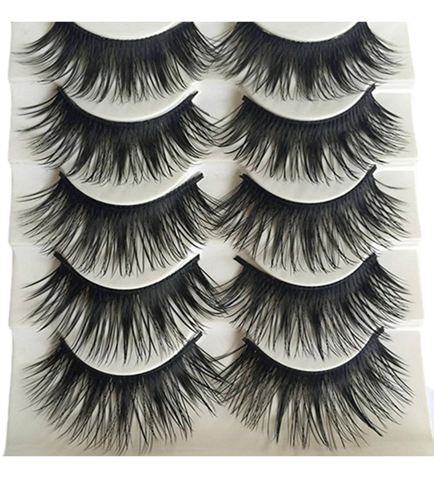 Bluelans 5 Pairs Natural Long Fake Eye Lashes Thick False Eyelashes Black Makeup Tool - Buy Online on SooperMarket.com