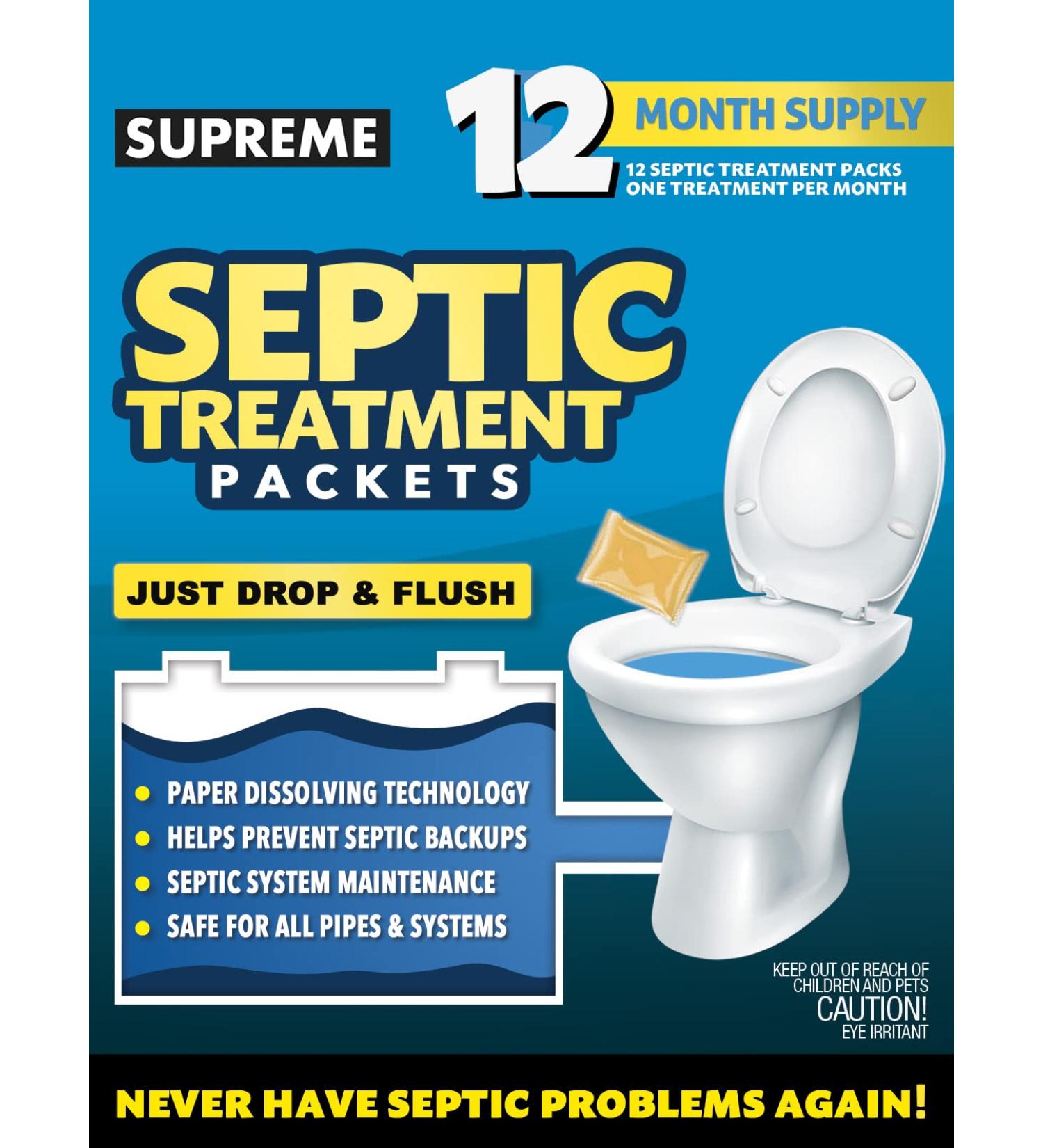 12-Month Supply of Dissolvable Septic Tank Treatment Packets | Monthly Septic Tank Maintenance - Buy Online on SooperMarket.com