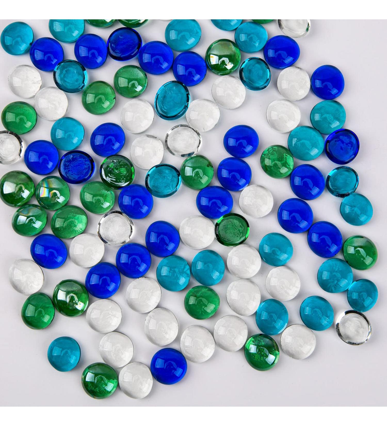 Hisredsun 290 Pcs Mixed Color Glass Pebble Stones - 1.35kg Decorative Vase Fillers & Aquarium Gems - 17-20mm Flat Marble Pearls - Buy Online on SooperMarket.com