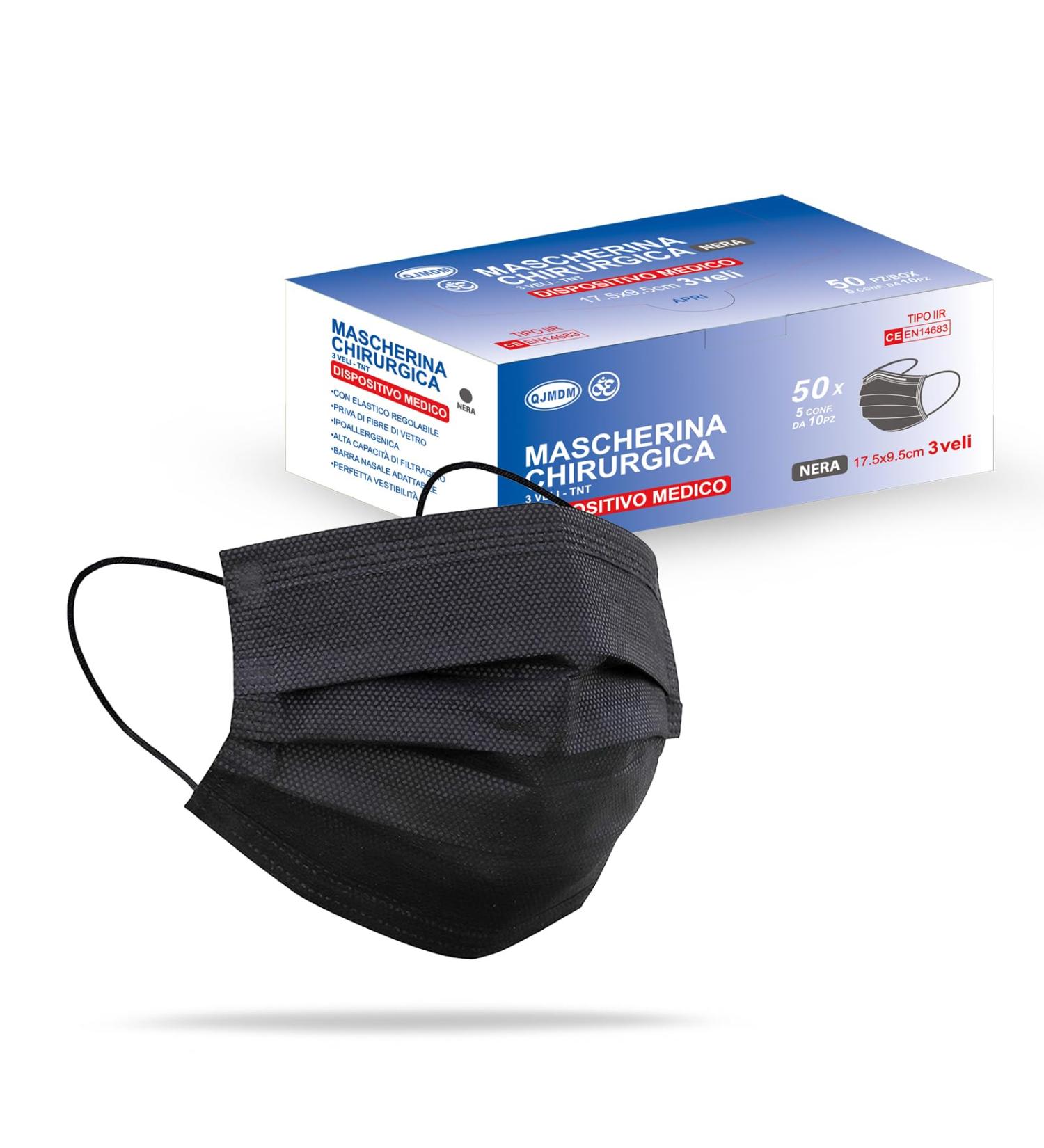 Buy Medical IIR Standard EN14683 Certified 3-Layer Disposable Masks - BFE 98% - 100 Pack Black Oral Masks for International Shipping - Buy Online on SooperMarket.com